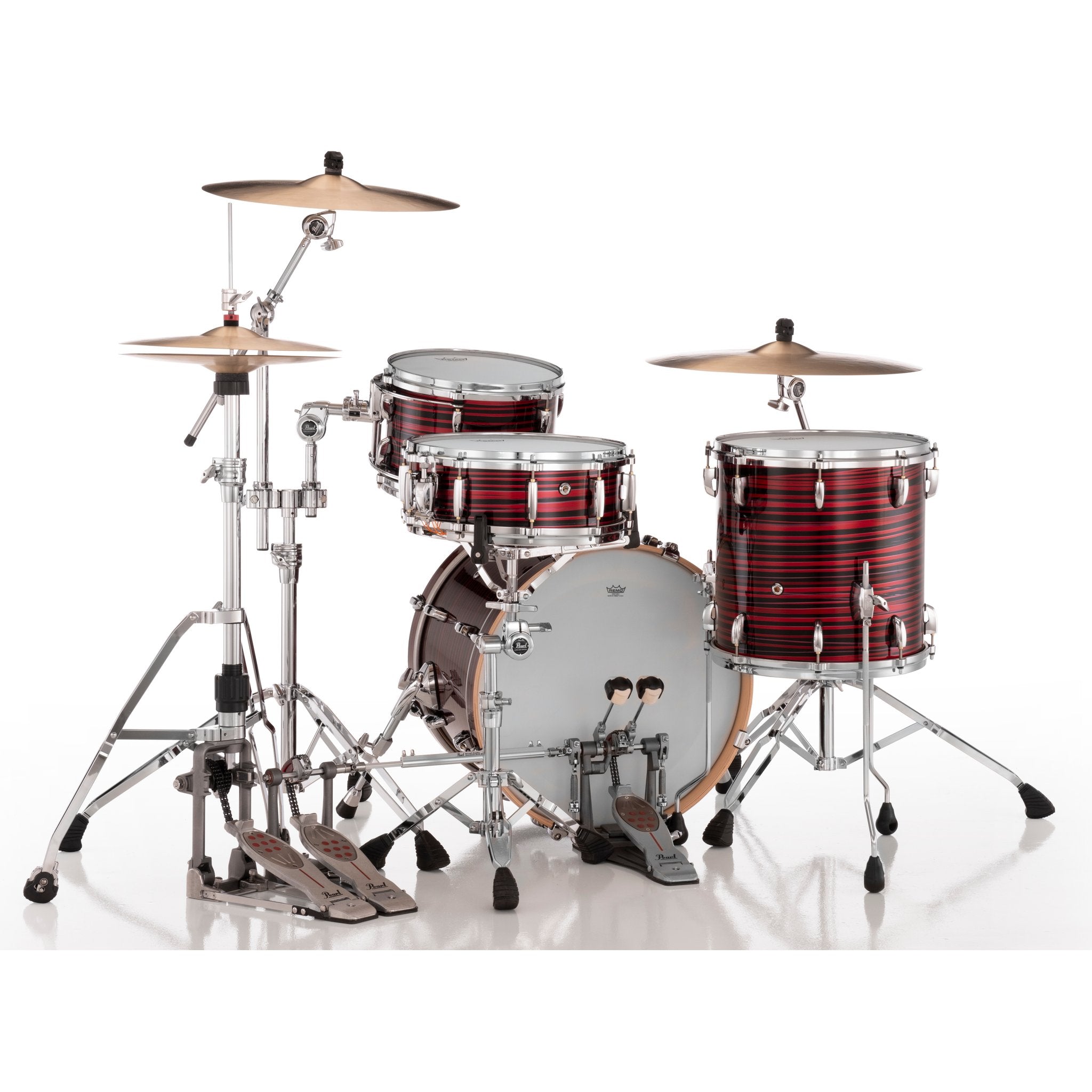 Pearl Masters Maple 3-Piece Shell Pack with GyroLock Tom Mount - 20" Bass Drum - Red Oyster Swirl - Image 4