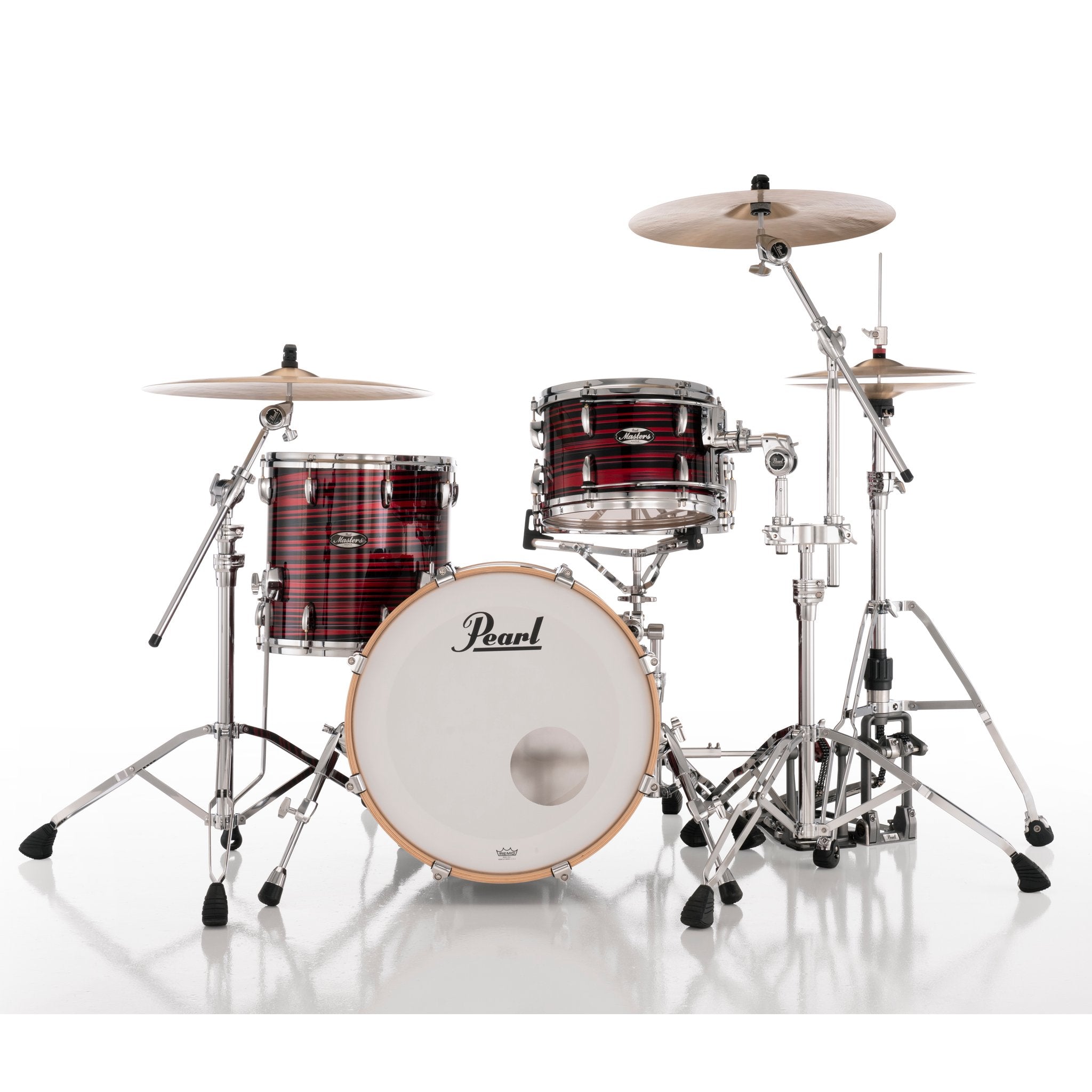 Pearl Masters Maple 3-Piece Shell Pack with GyroLock Tom Mount - 20" Bass Drum - Red Oyster Swirl - Image 1
