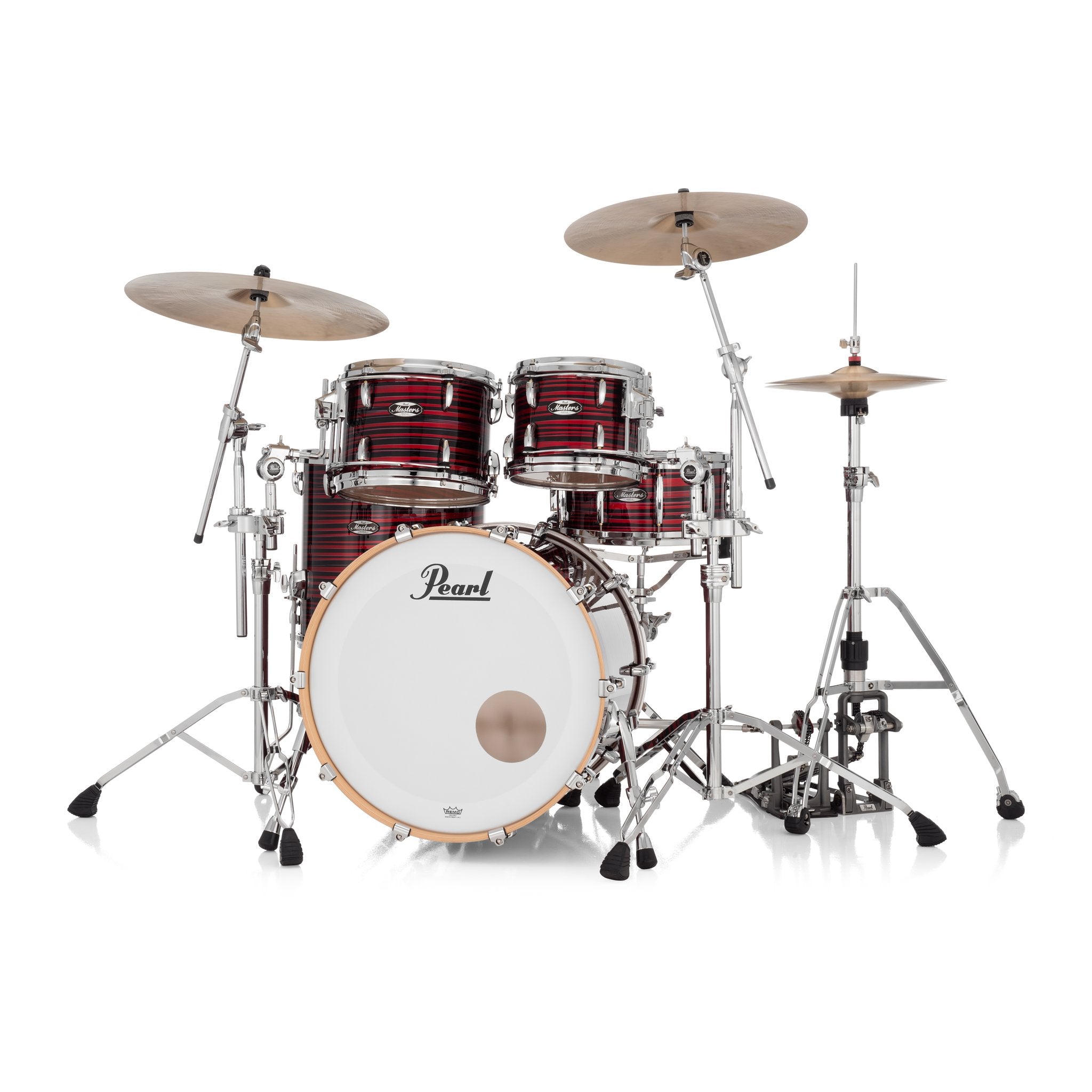 Pearl Masters Maple 4-Piece Shell Pack with GyroLock-L Tom Mount - 22" Bass Drum - Red Oyster Swirl - Image 2
