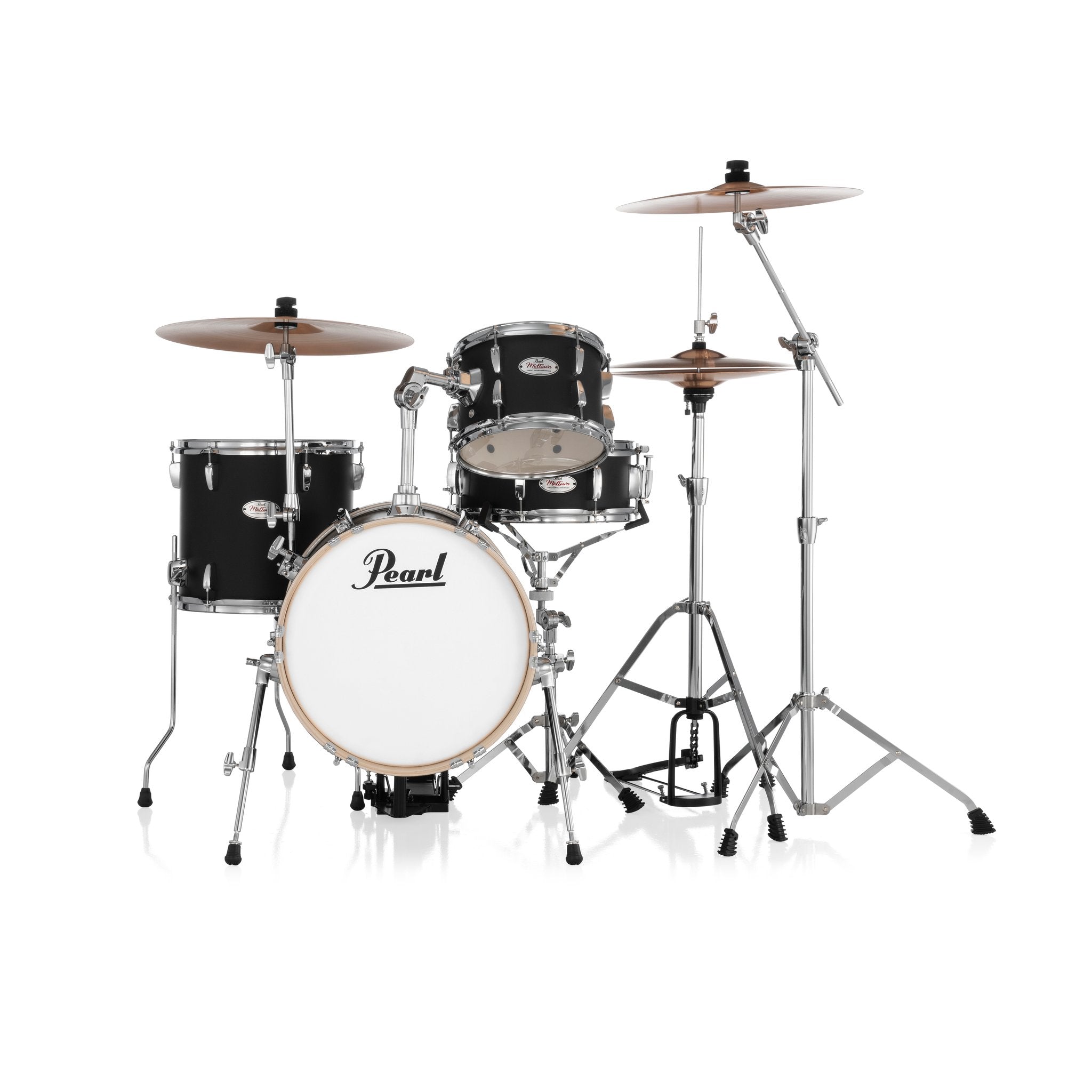 Pearl Midtown Compact 4-piece Drum Set with Hardware - 16" Bass Drum - Matte Asphalt Black - Image 2