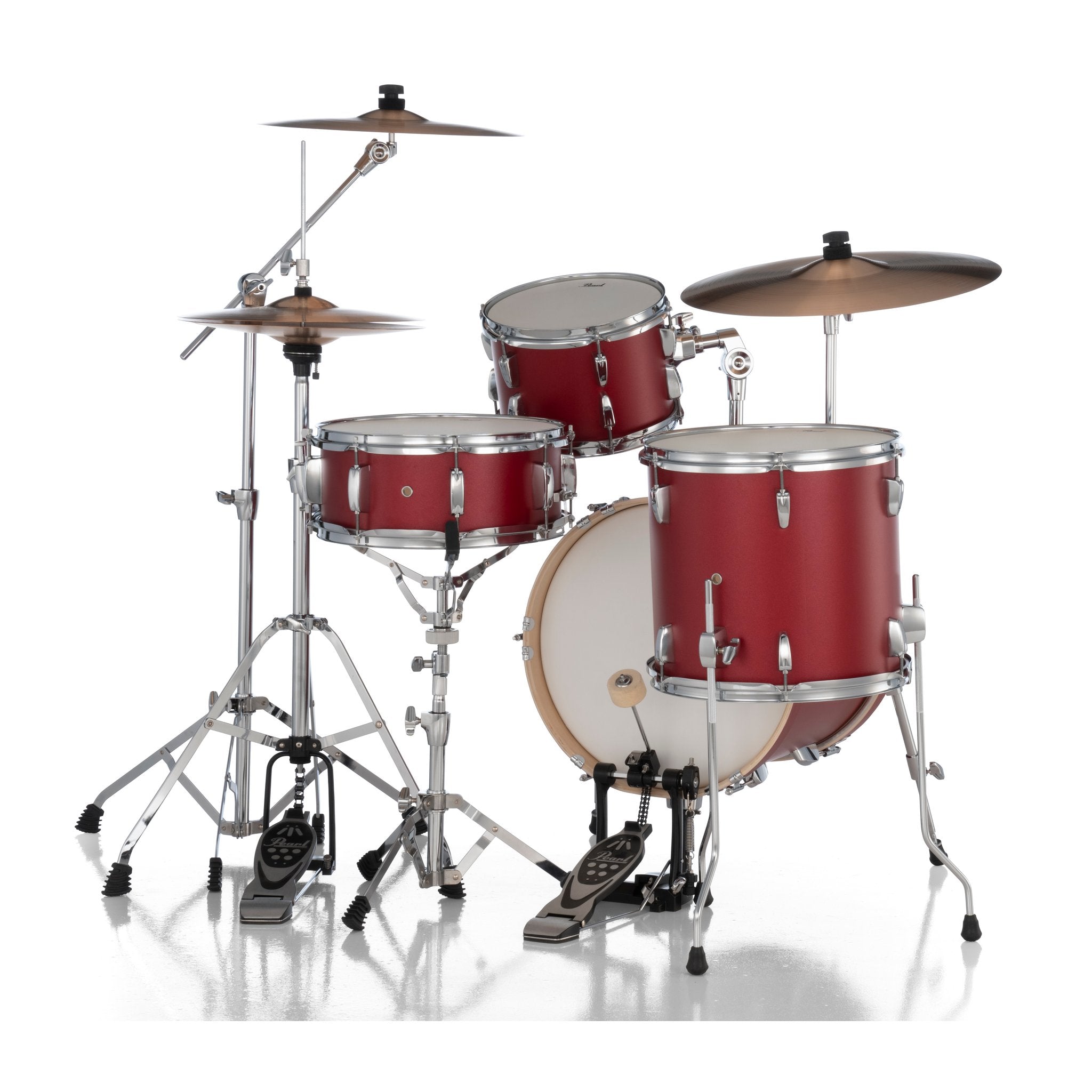 Pearl Midtown Compact 4-piece Drum Set with Hardware - 16" Bass Drum - Matte Red - Image 2