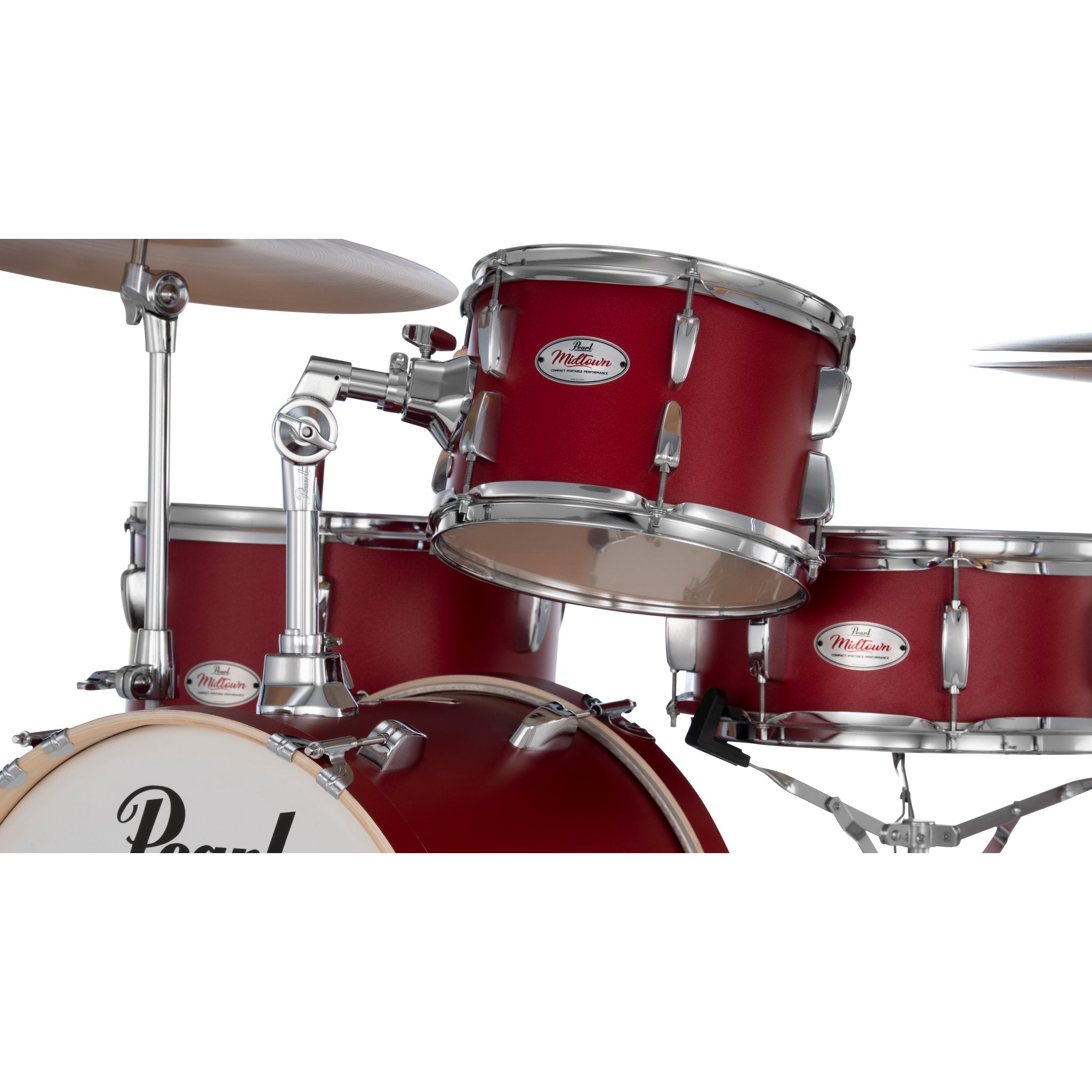 Pearl Midtown Compact 4-piece Drum Set with Hardware - 16" Bass Drum - Matte Red - Image 3