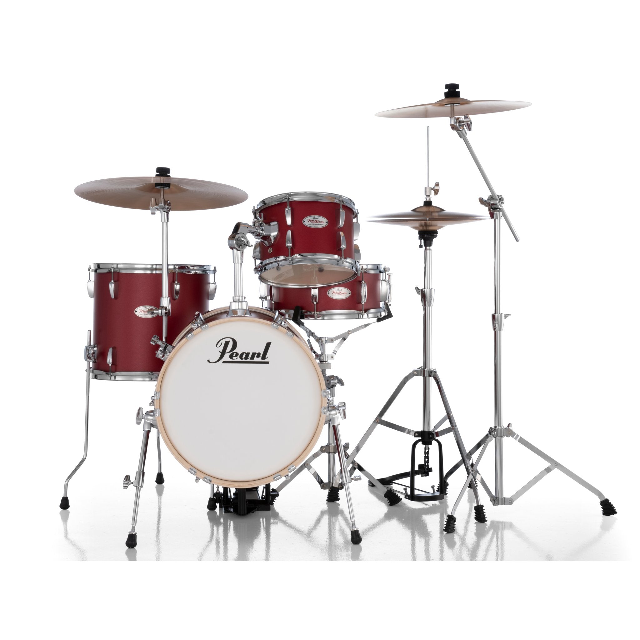 Pearl Midtown Compact 4-piece Drum Set with Hardware - 16" Bass Drum - Matte Red - Image 7