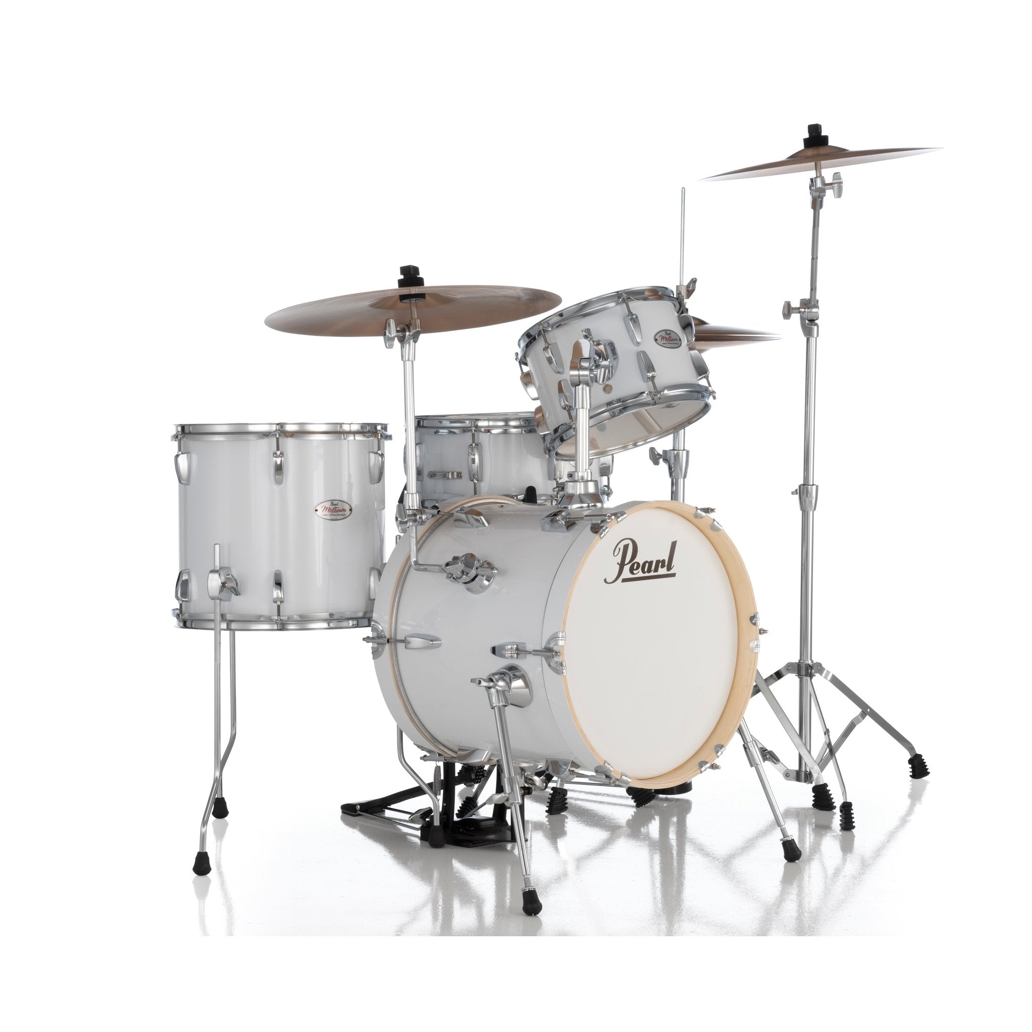 Pearl Midtown Compact 4-piece Drum Set with Hardware - 16" Bass Drum - Pure White - Image 4