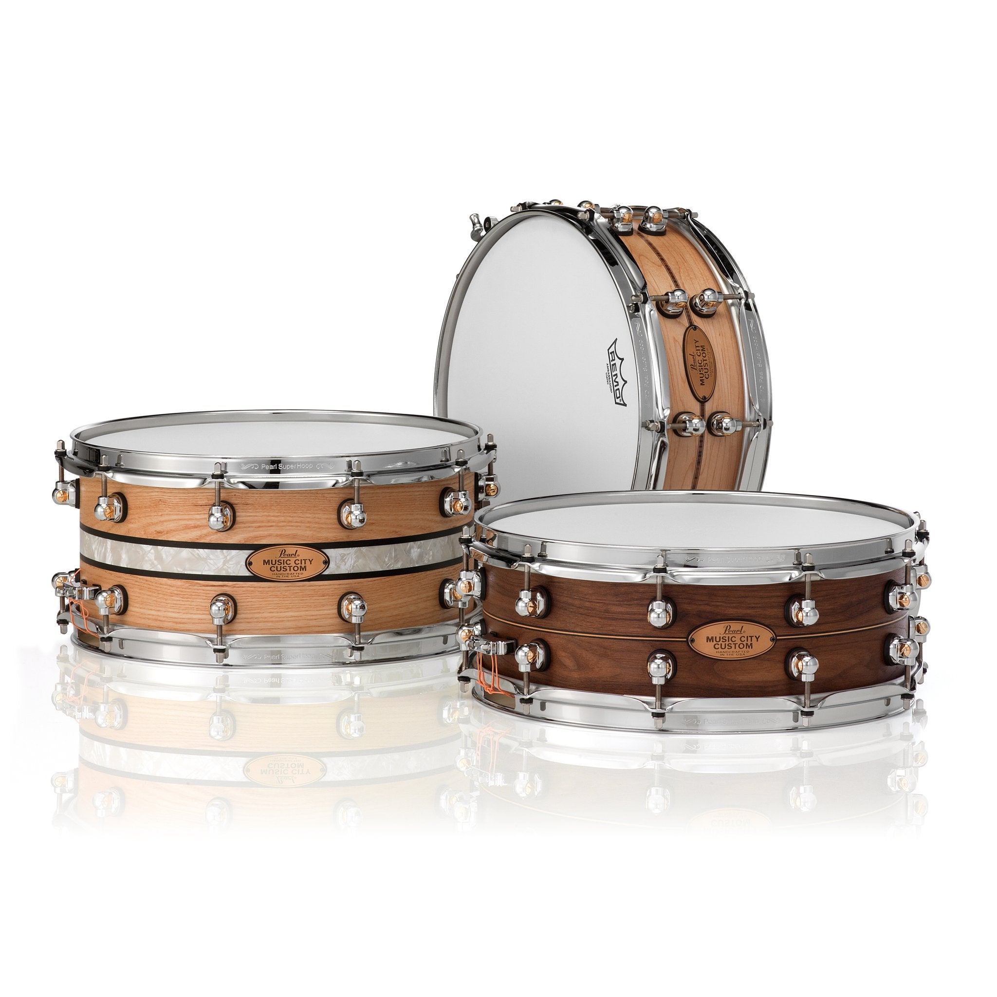 Pearl Music City Custom Solid Ash Natural Finish Snare Drum - 14x5 - Image 2