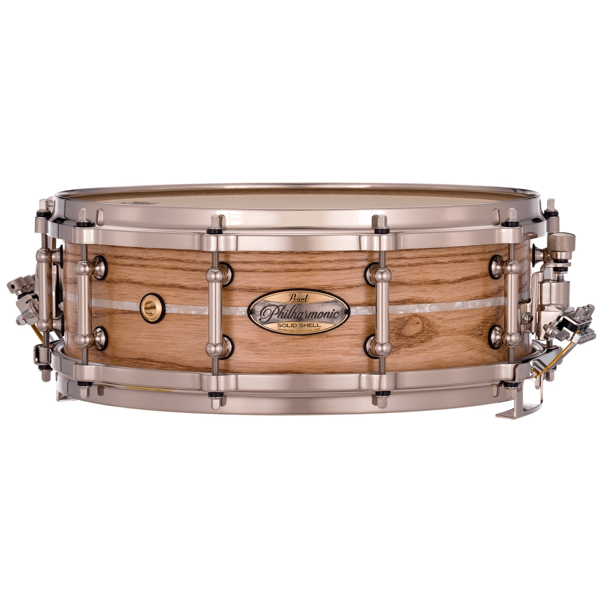 Pearl Philharmonic Solid Shell Ash Concert Snare Drum - 14" x 5" - 45-degree Bearing Edges - Nicotine White Marine Inlay - Image 1