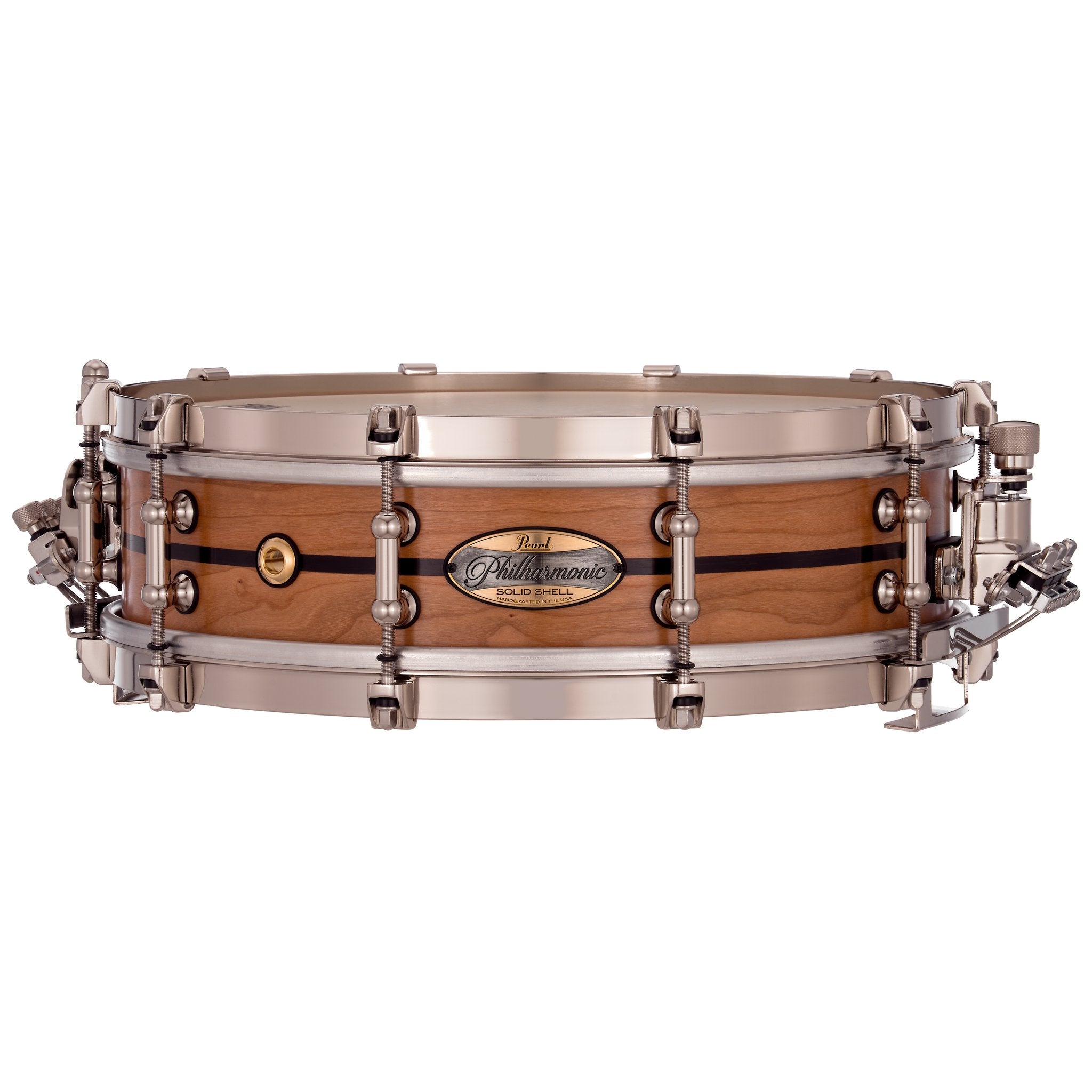 Pearl Philharmonic Solid Shell Cherry Concert Snare Drum - 14" x 4" - Fully-Rounded Bearing Edges - Ebony Single Inlay - Image 1