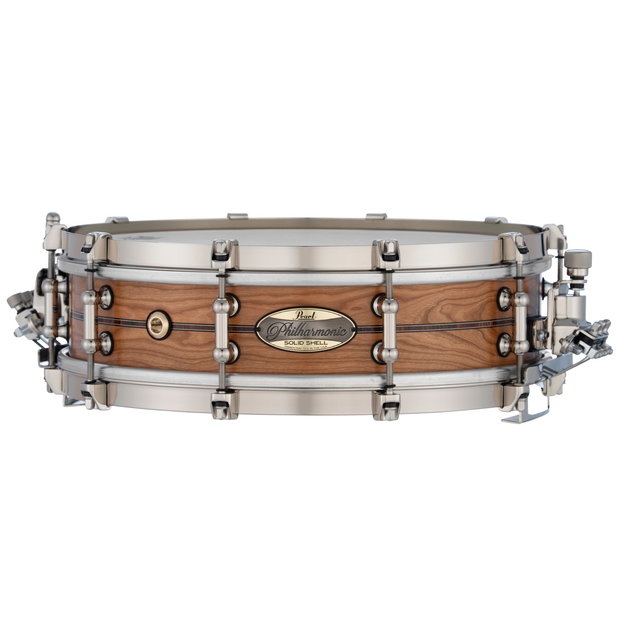 Pearl Philharmonic Solid Shell Cherry Concert Snare Drum - 14" x 4" - Fully-Rounded Bearing Edges - Kingwood Center Inlay - Image 1
