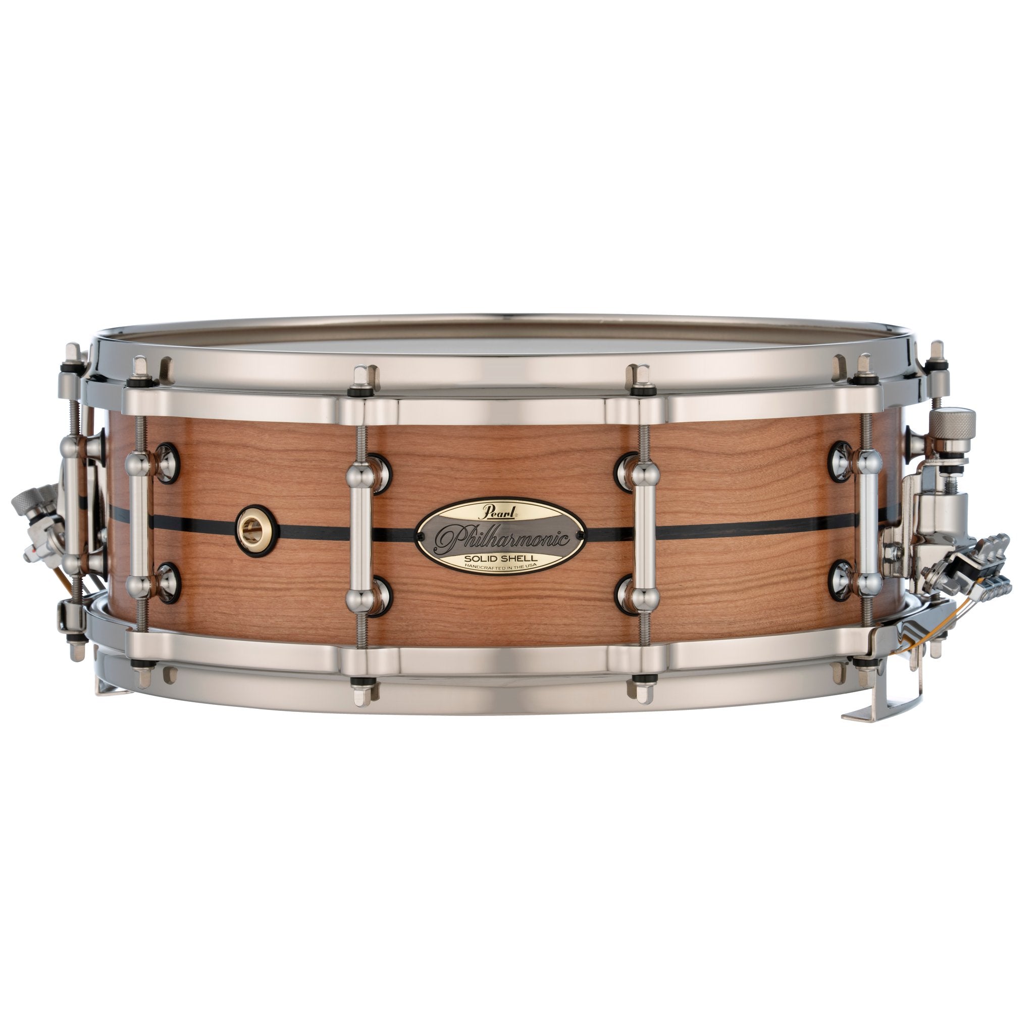 Pearl Philharmonic Solid Shell Cherry Concert Snare Drum - 14" x 5" - 45-degree Bearing Edges - Ebony Single Inlay - Image 1