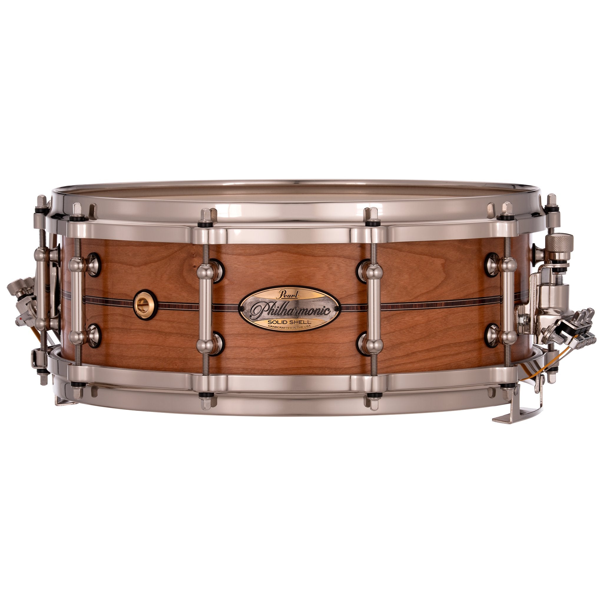 Pearl Philharmonic Solid Shell Cherry Concert Snare Drum - 14" x 5" - Fully-Rounded Bearing Edges - Kingwood Center Inlay - Image 1