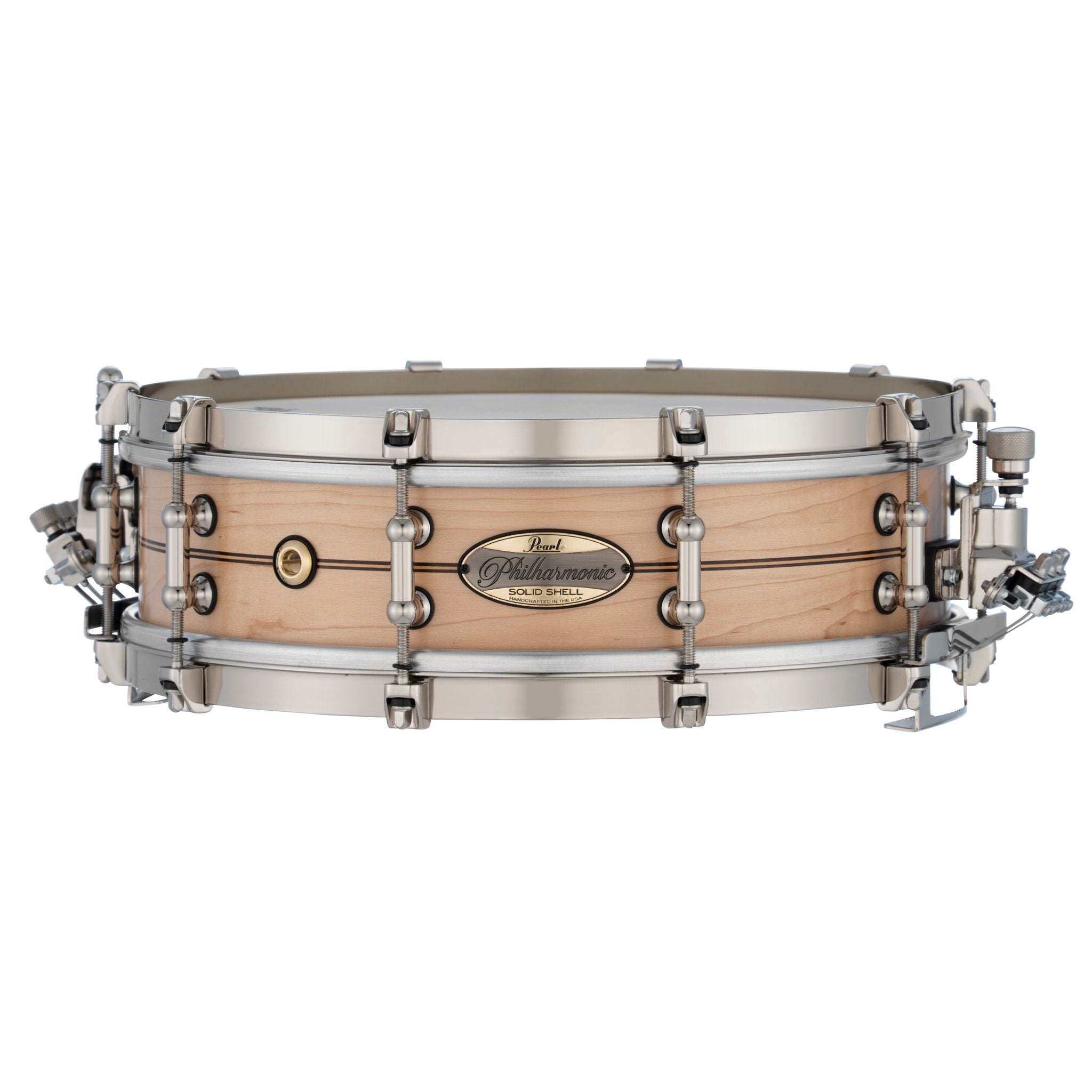 Pearl Philharmonic Solid Shell Maple Concert Snare Drum - 14" x 4" - Fully-Rounded Bearing Edges - Boxwood-Rose Single Inlay - Image 1