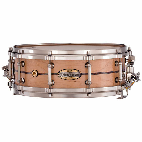 Pearl Philharmonic Concert Snare Drum - Solid Shell Maple 14x5, Fully Rounded Bearing Edges, Ebony Single Inlay