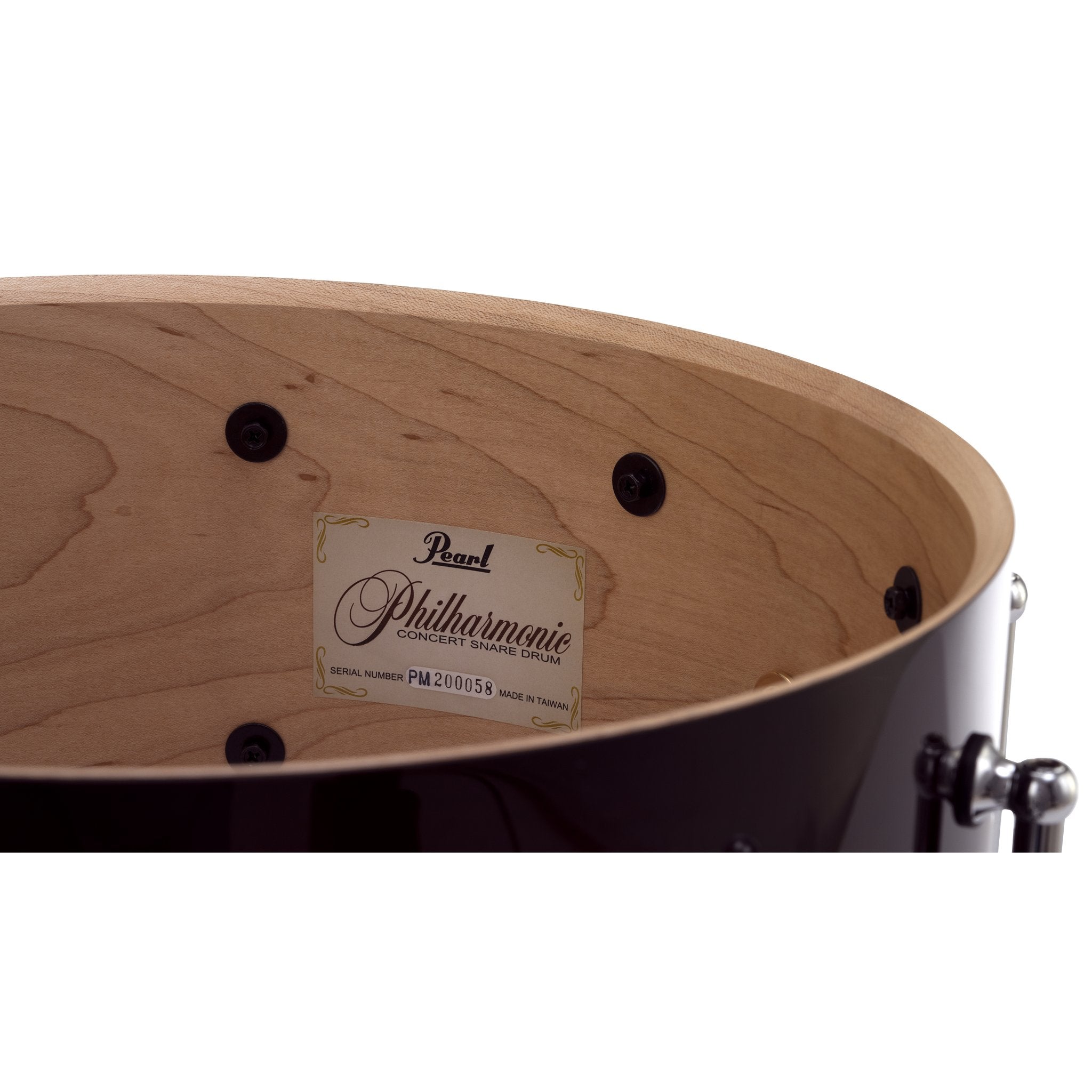 Pearl Philharmonic Solid Shell Maple Concert Snare Drum - 14" x 5" - Gloss Walnut Bordeaux - Image 2