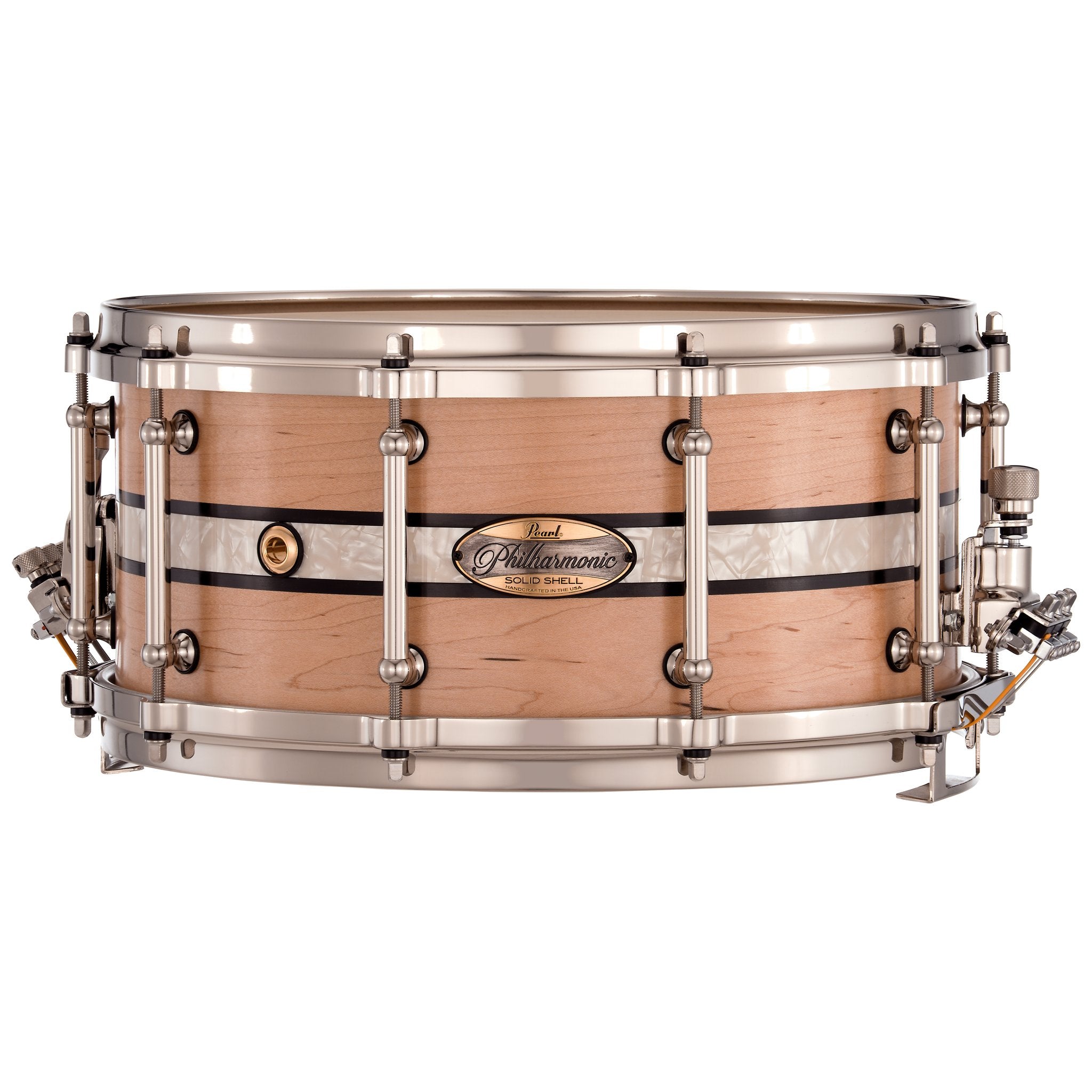 Pearl Philharmonic Solid Shell Maple Concert Snare Drum - 14" x 6.5" - 45-degree Bearing Edges - Duoband Ebony Marine Inlay - Image 1