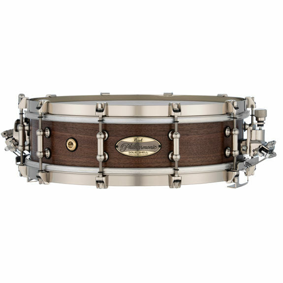 Pearl Philharmonic Concert Snare Drum - Solid Shell Walnut 14x4, 45 Degree Bearing Edges, Boxwood-Rose Single Inlay