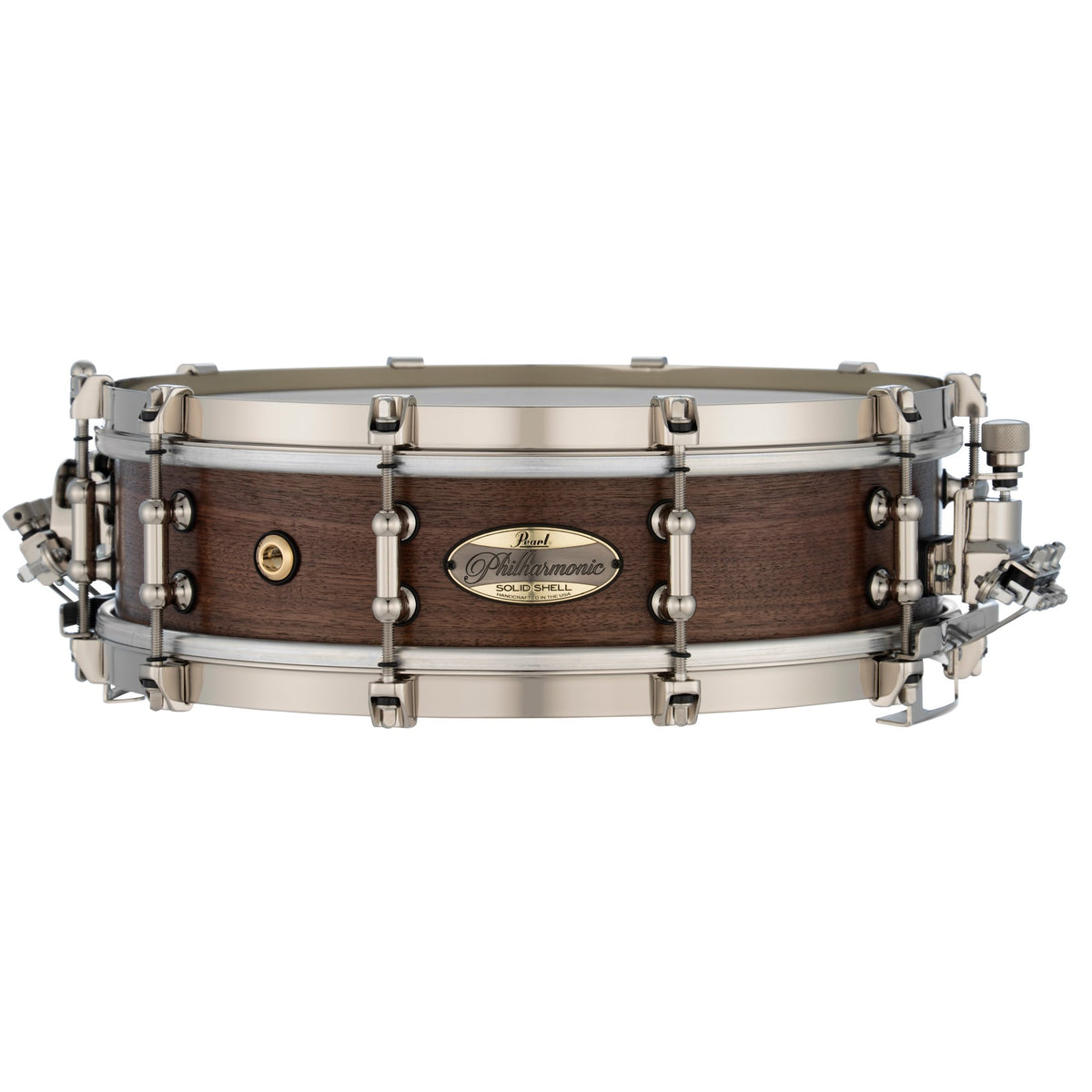 Pearl Philharmonic Solid Shell Walnut Concert Snare Drum - 14" x 4" - Fully-Rounded Bearing Edges - Natural (No Inlay) - Image 1