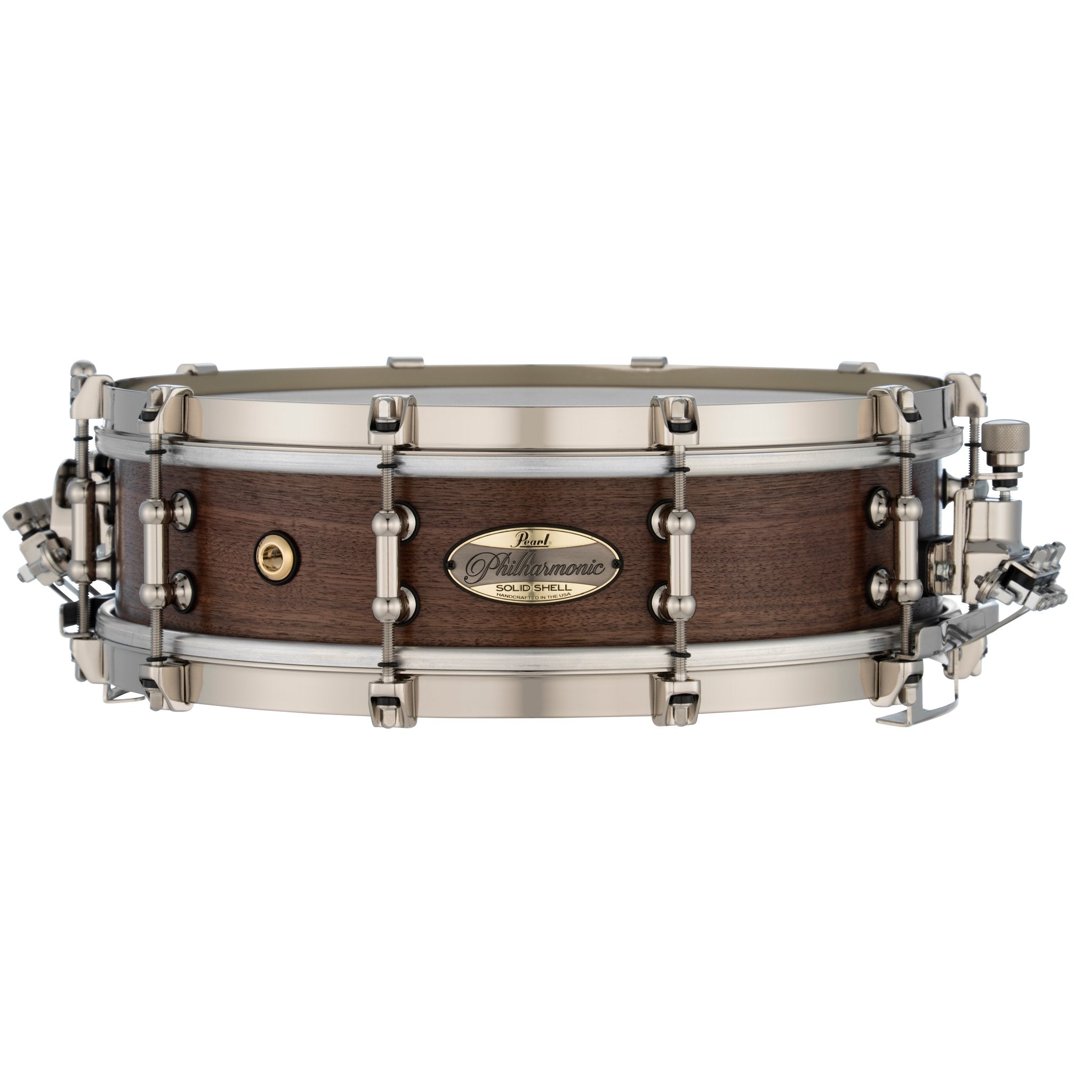 Pearl Philharmonic Solid Shell Walnut Concert Snare Drum - 14" x 4" - Fully-Rounded Bearing Edges - Natural (No Inlay) - Image 1