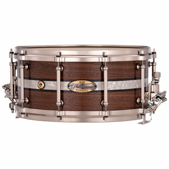 Pearl Philharmonic Concert Snare Drum - Solid Shell Walnut 14x6.5, Fully Rounded Bearing Edges, Kingwood Royal Inlay
