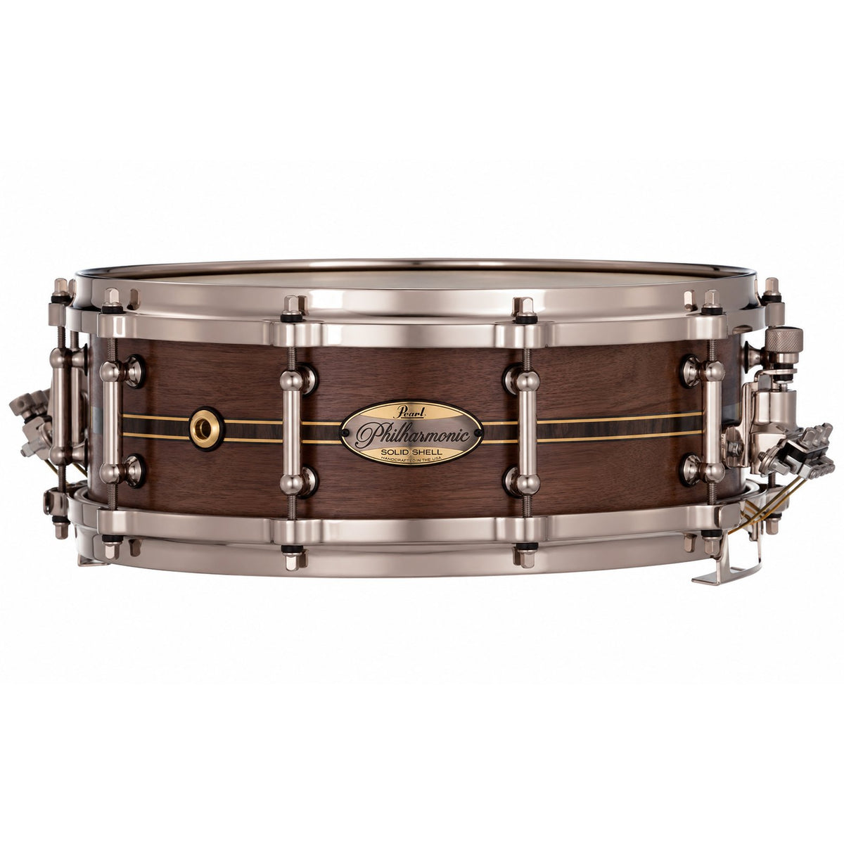 Pearl Philharmonic Solid Shell Walnut Concert Snare Drum 14x5 45 Degree Bearing Edges Kingwood Center Inlay PHSW1450/N1001