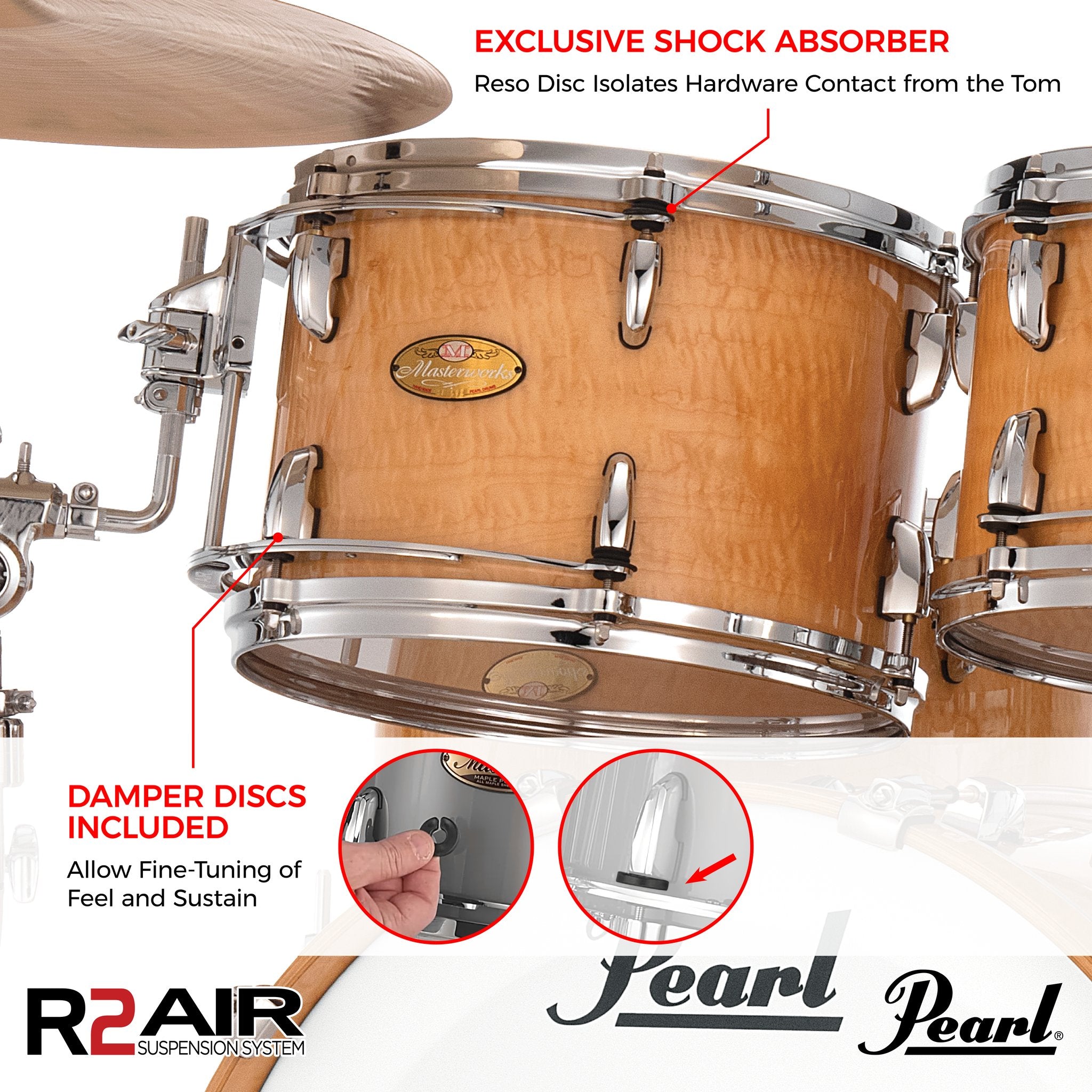 Pearl R2 Air Tom Mount with 12mm GyroLock-L Bracket - For 15" x 13" / 15" x 14" - Image 3