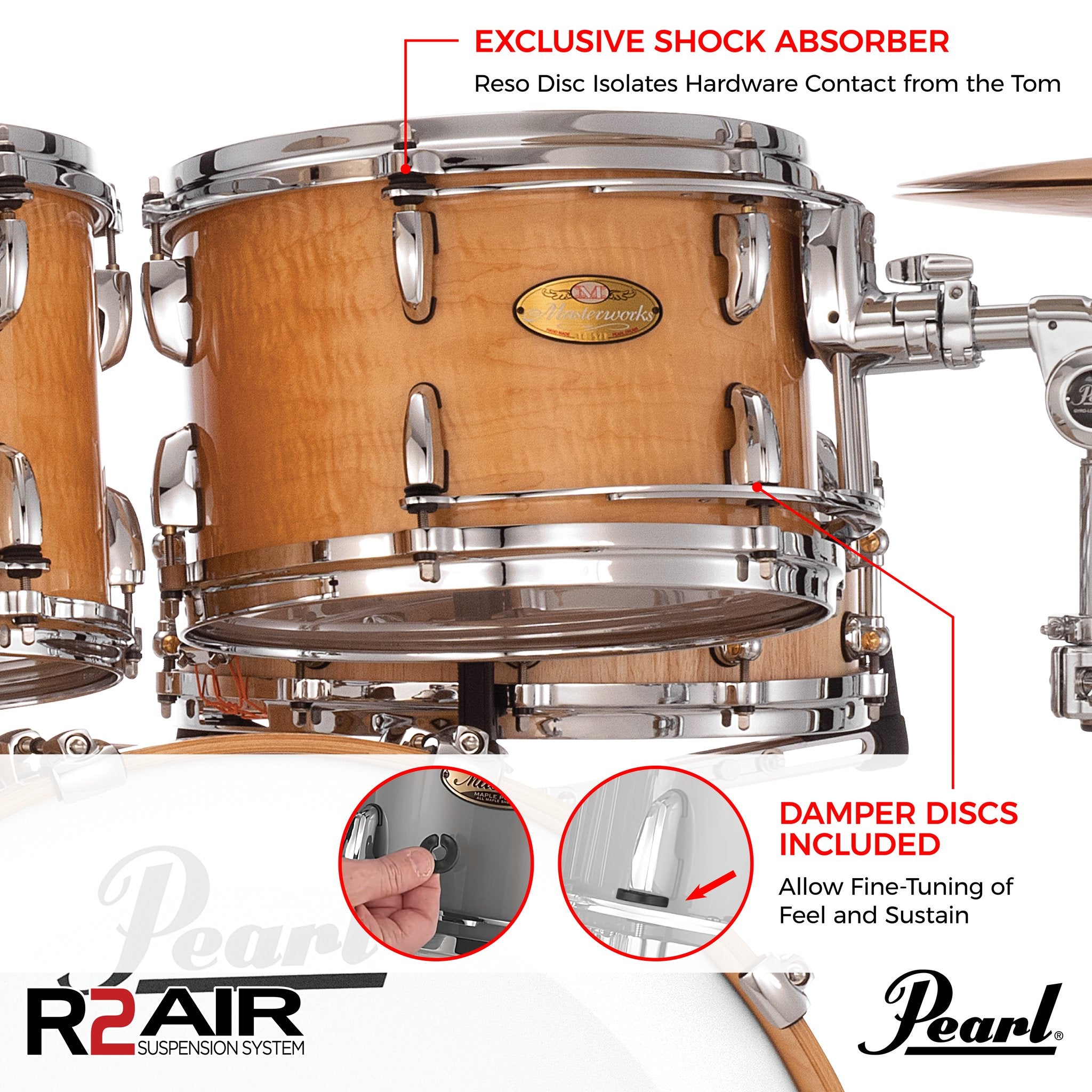 Pearl R2 Air Tom Mount with 7/8" GyroLock Bracket - For 13" x 11" / 13" x 12" - Image 11