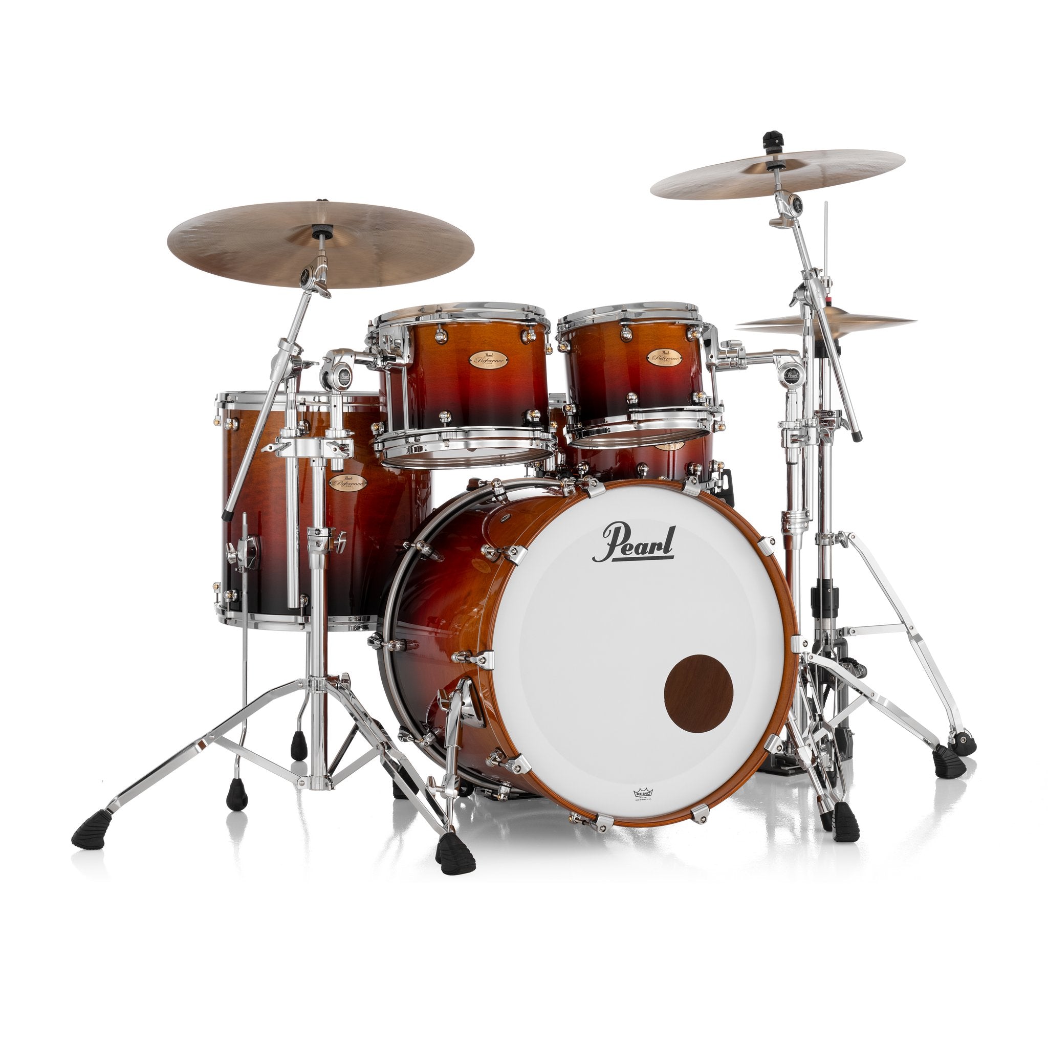 Pearl Reference One 4-piece Drum Set Shell Pack - 22" x 18" Bass Drum - 7/8" Tom Mount - Cherry Amber Fade - Image 1