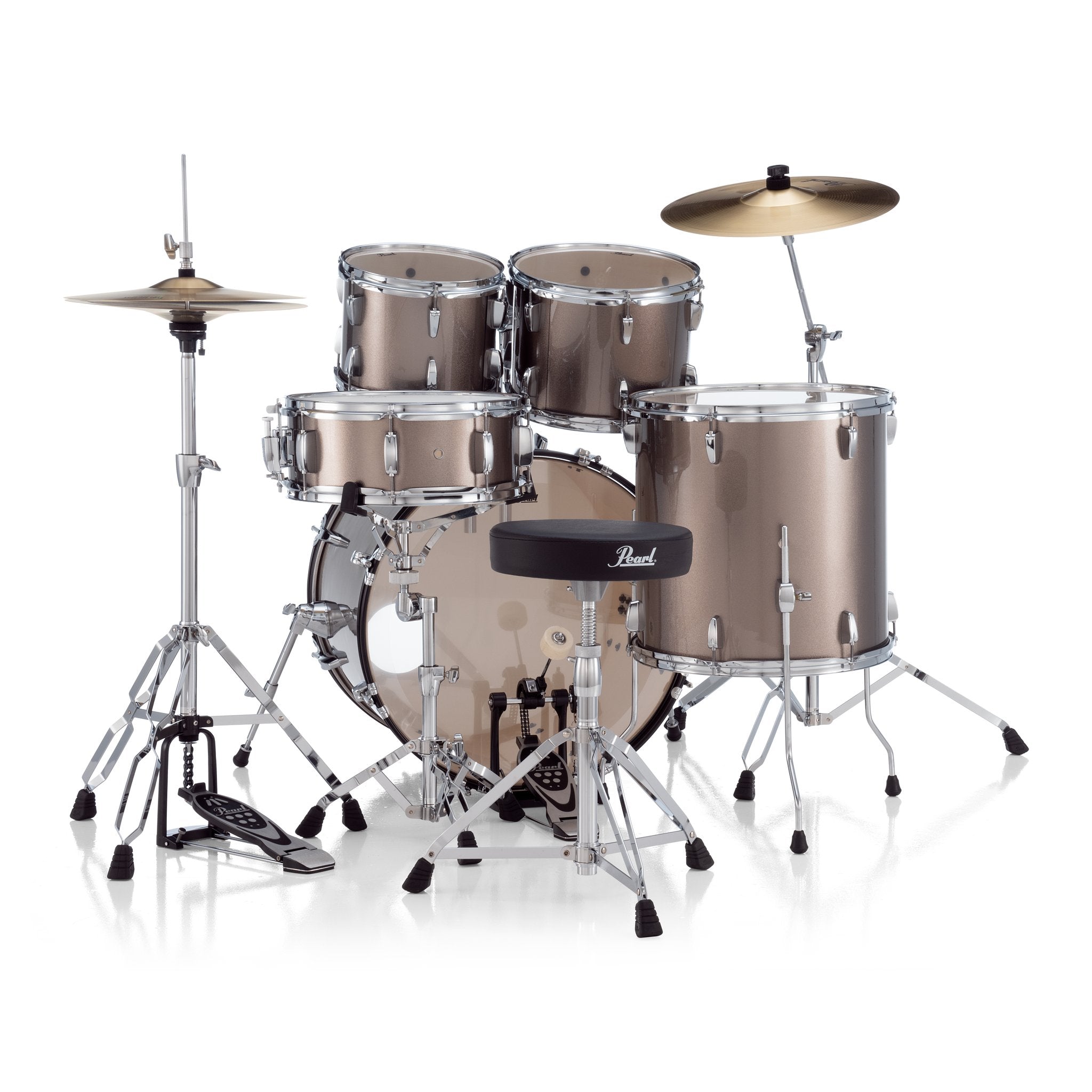 Pearl Roadshow 5-piece Drum Set with Hardware and Cymbals - 20" Bass Drum - Bronze Metallic - Image 5