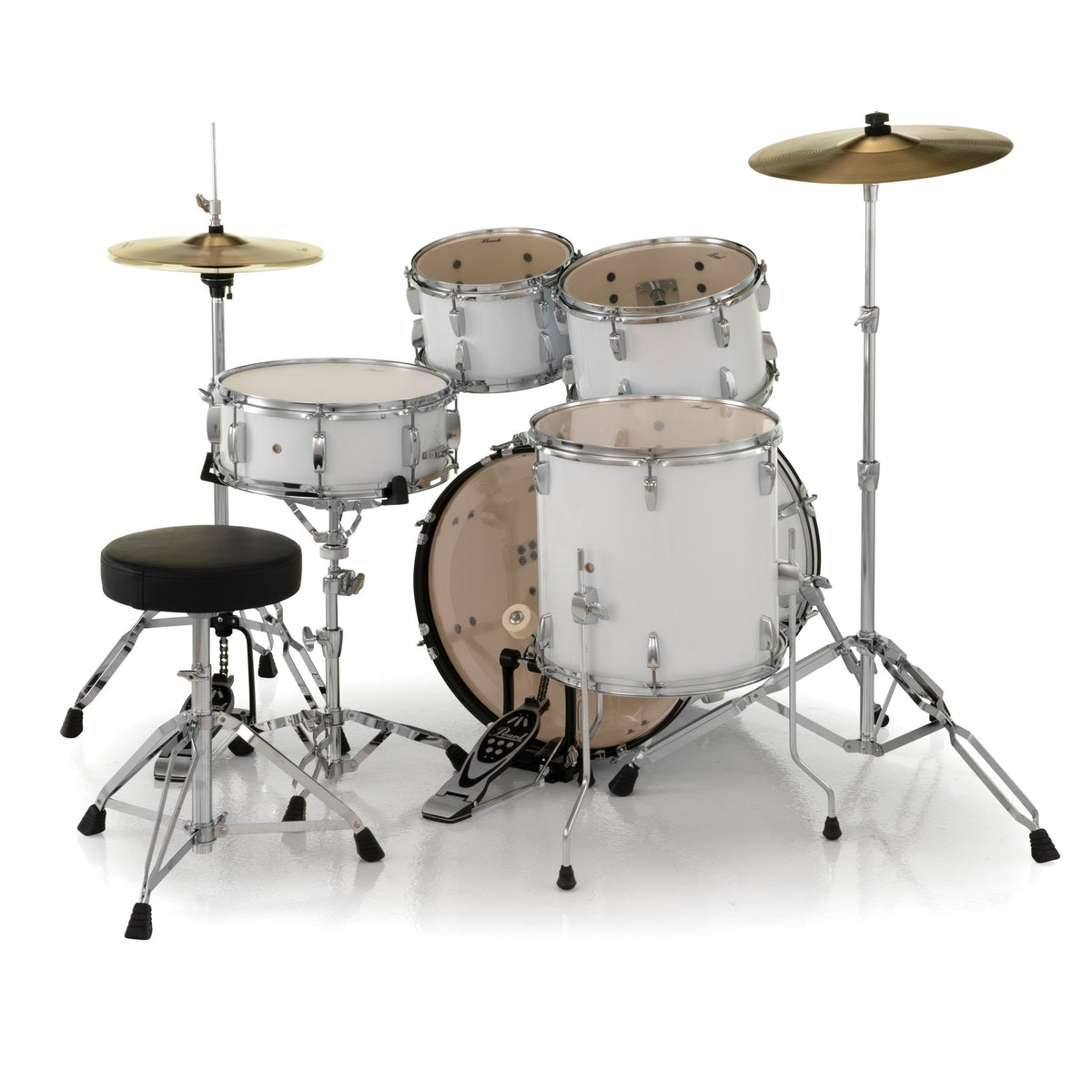 Pearl Roadshow 5-piece Drum Set with Hardware and Cymbals - 20" Bass Drum - Pure White - Image 2
