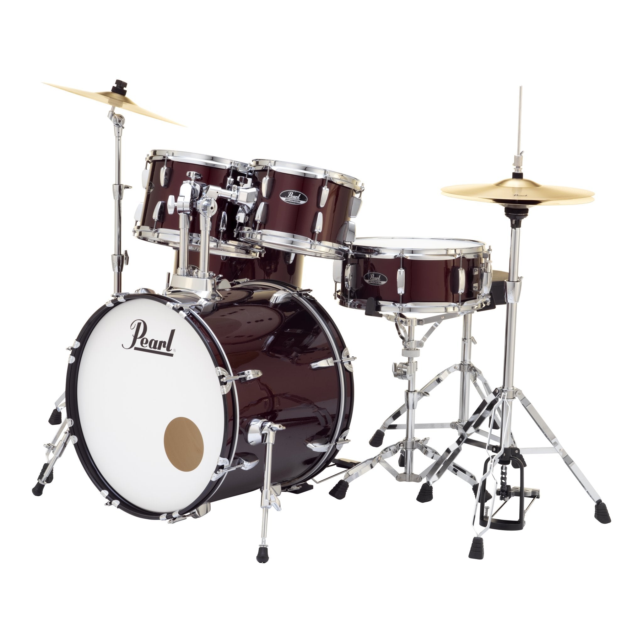Pearl Roadshow 5-piece Drum Set with Hardware and Cymbals - 20" Bass Drum - Wine Red - Image 2