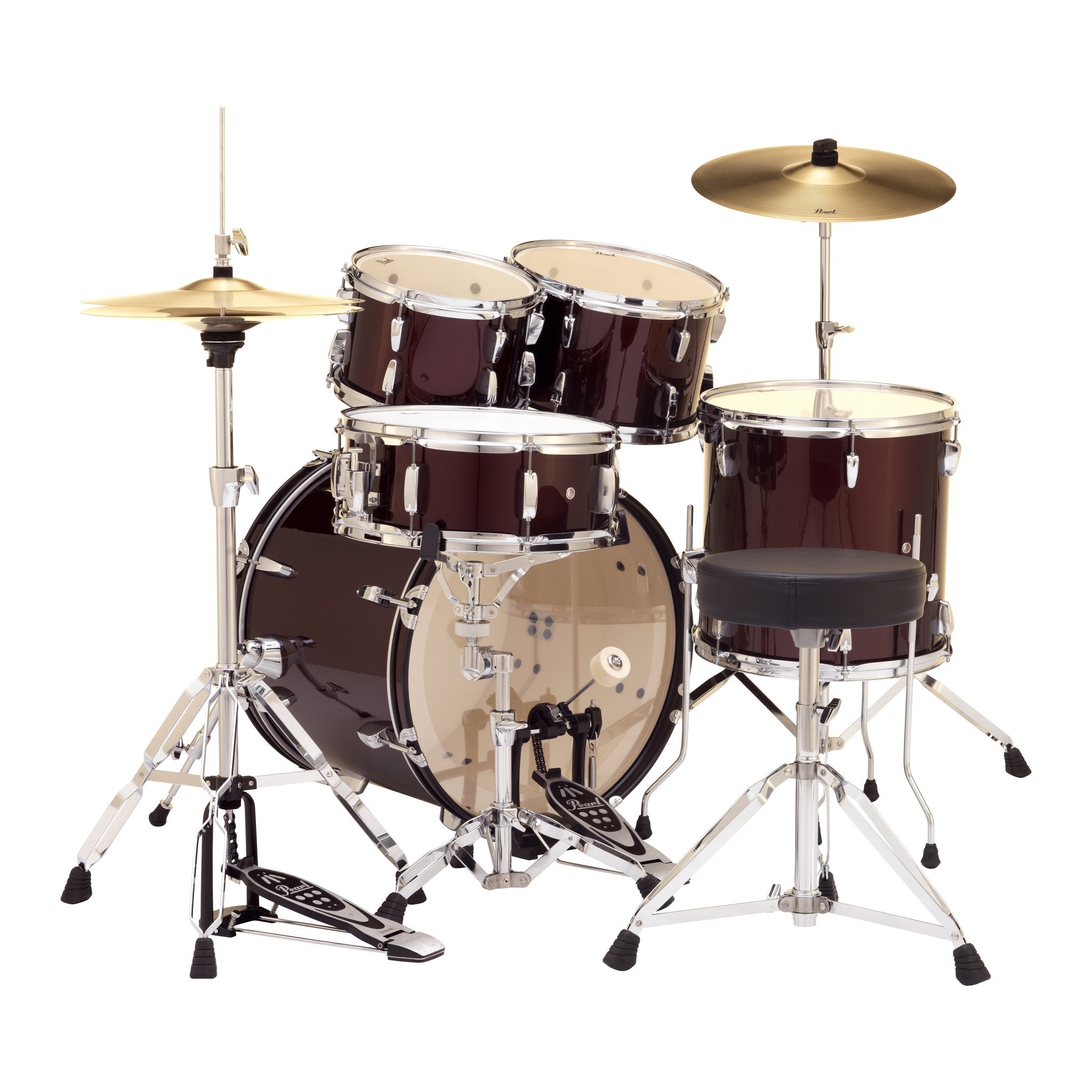 Pearl Roadshow 5-piece Drum Set with Hardware and Cymbals - 20" Bass Drum - Wine Red - Image 4