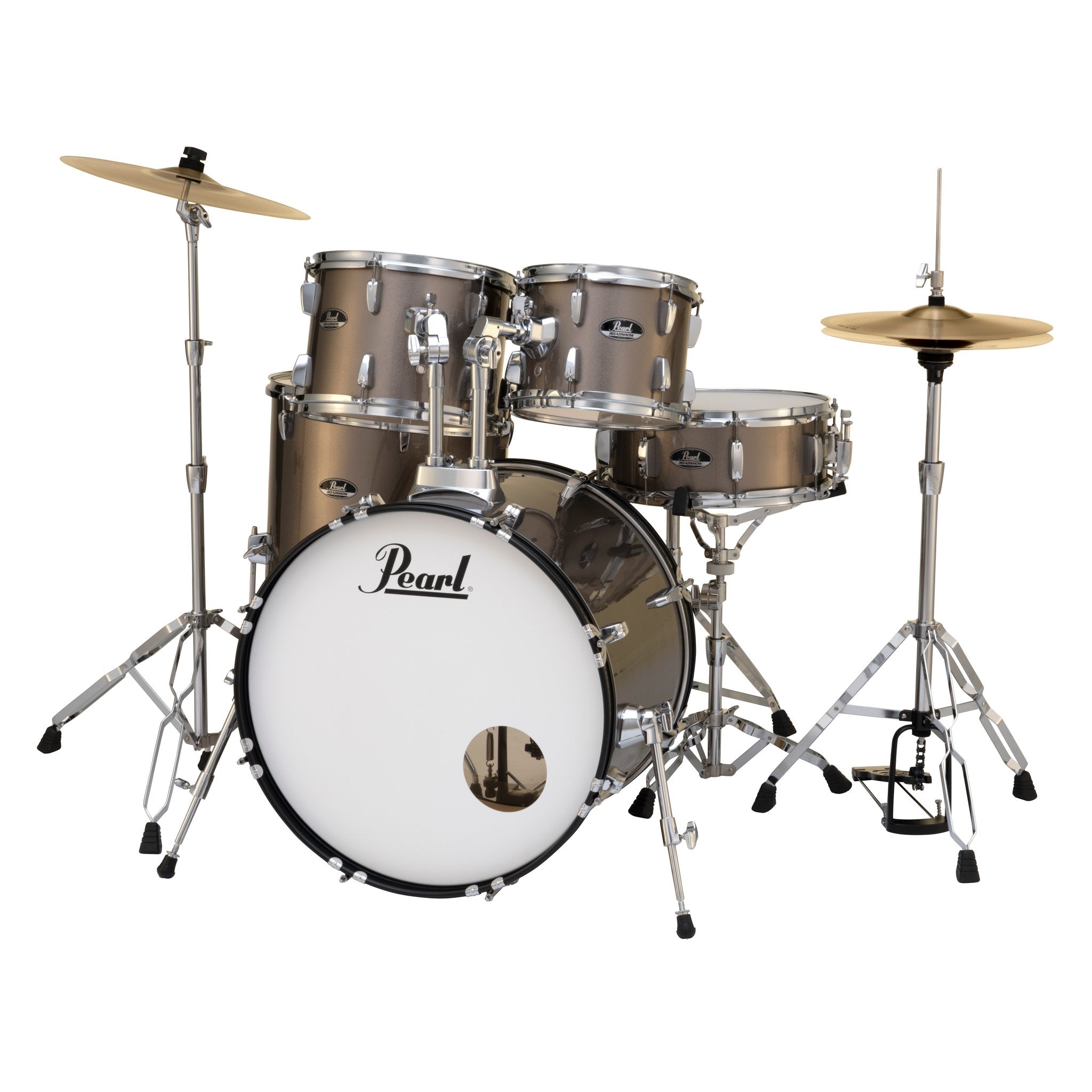 Pearl Roadshow 5-piece Drum Set with Hardware and Cymbals - 22" Bass Drum - Bronze Metallic - Image 2
