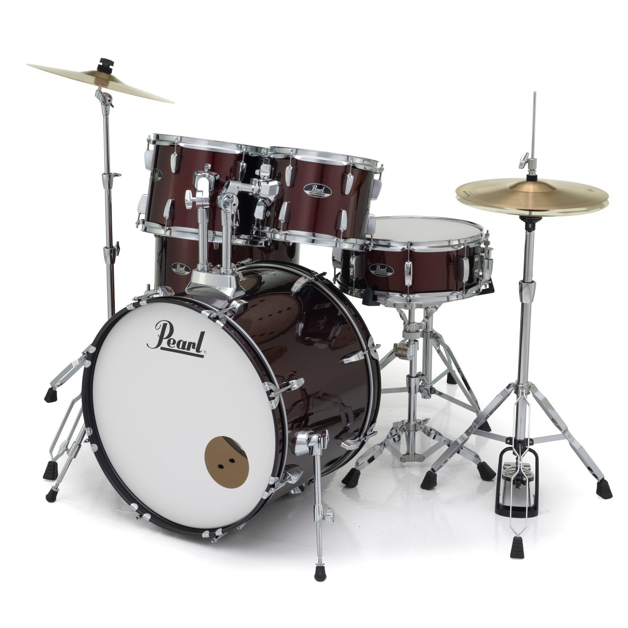 Pearl Roadshow 5-piece Drum Set with Hardware and Cymbals - 22" Bass Drum - Wine Red - Image 3