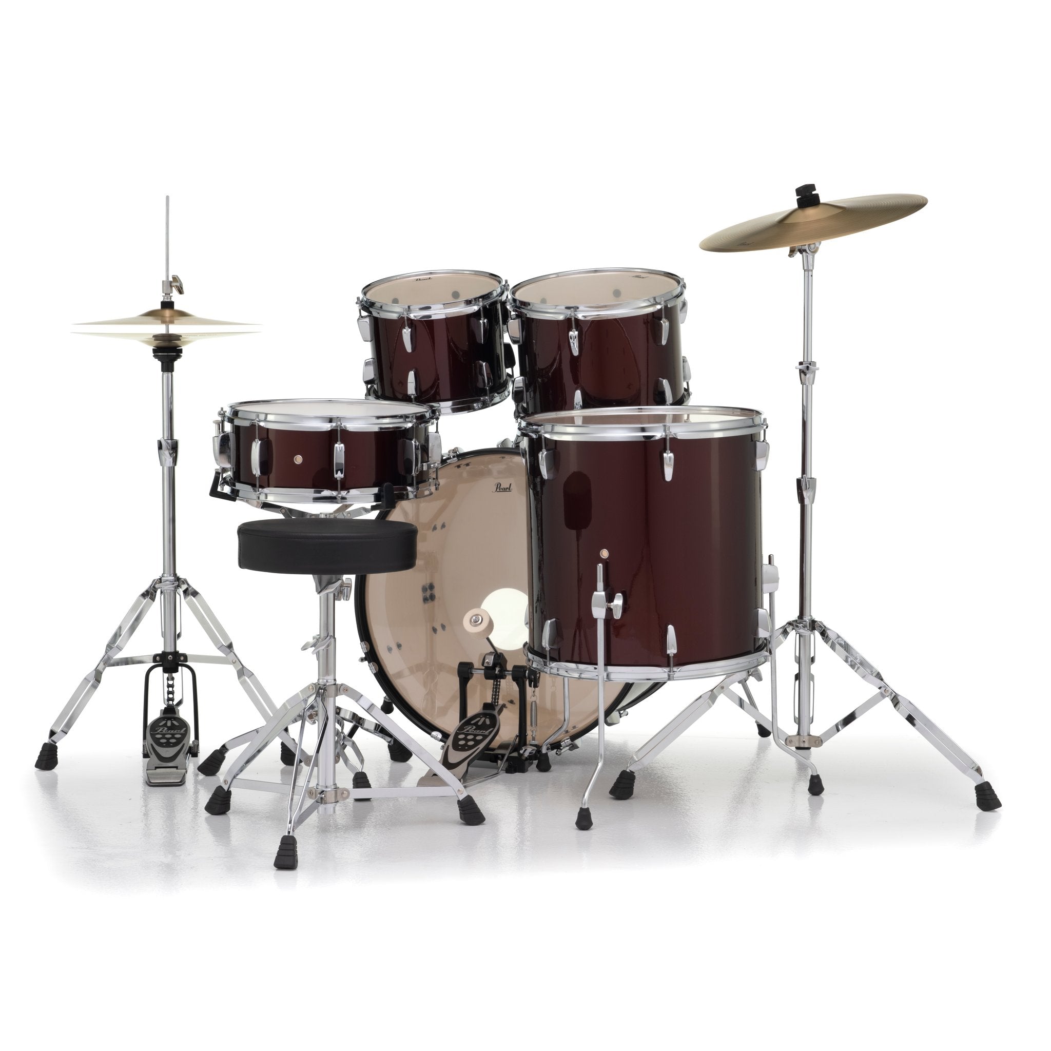 Pearl Roadshow 5-piece Drum Set with Hardware and Cymbals - 22" Bass Drum - Wine Red - Image 4