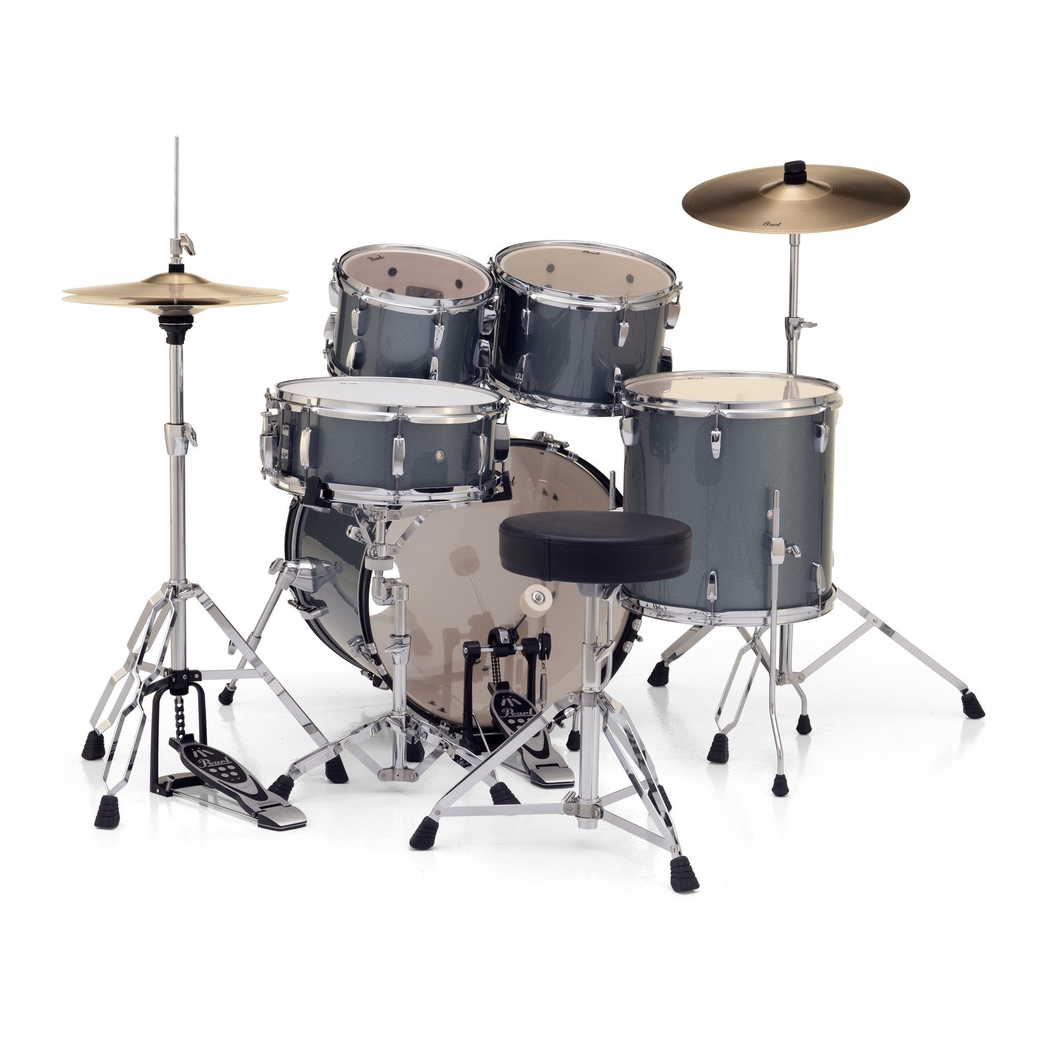Pearl Roadshow Drumset Charcoal Metallic with 20" Bass Drum Snare Drum Back