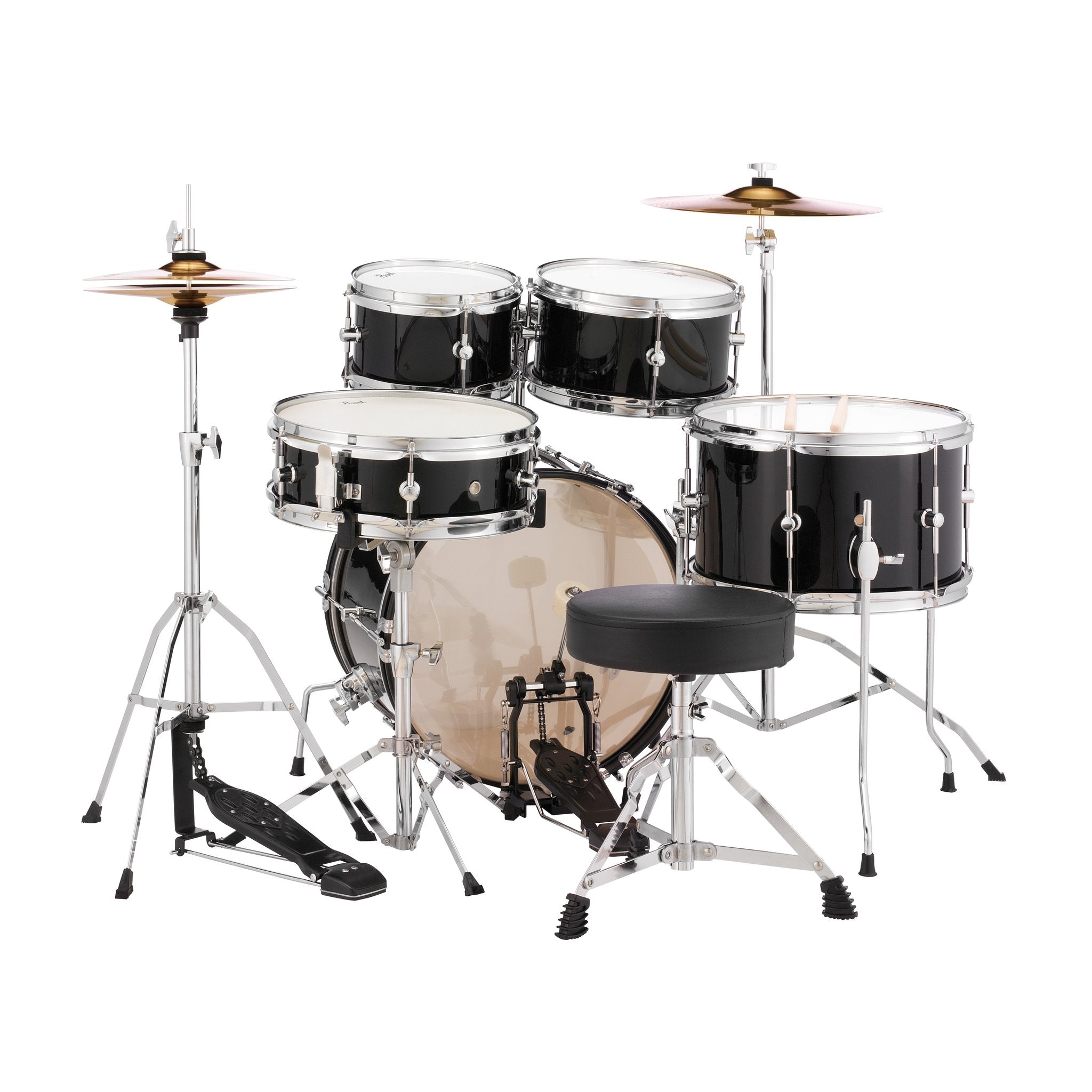 Pearl Roadshow Jr. 5-piece Drum Set with Hardware and Cymbals - 16" Bass Drum - Jet Black - Image 2