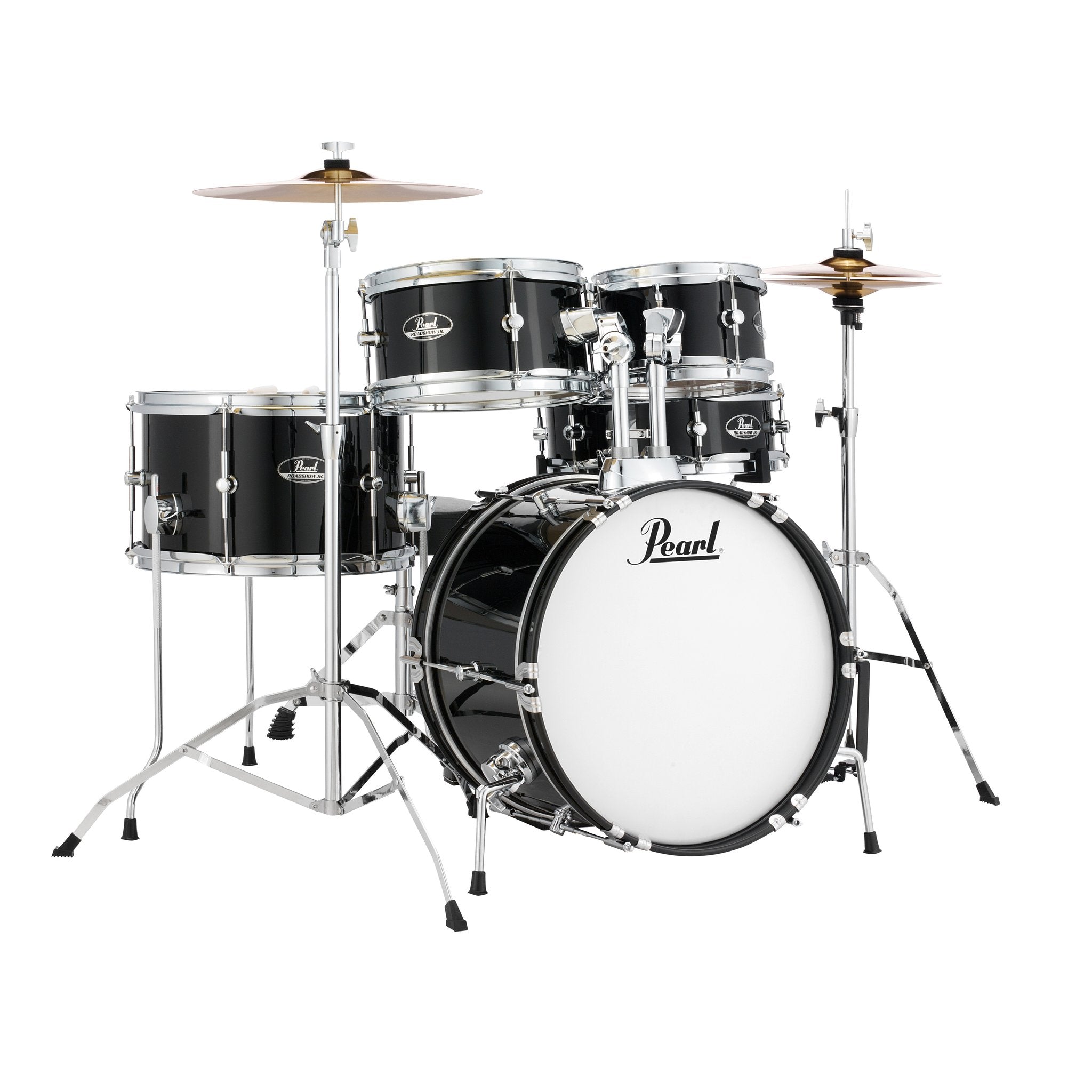 Pearl Roadshow Jr. 5-piece Drum Set with Hardware and Cymbals - 16" Bass Drum - Jet Black - Image 1