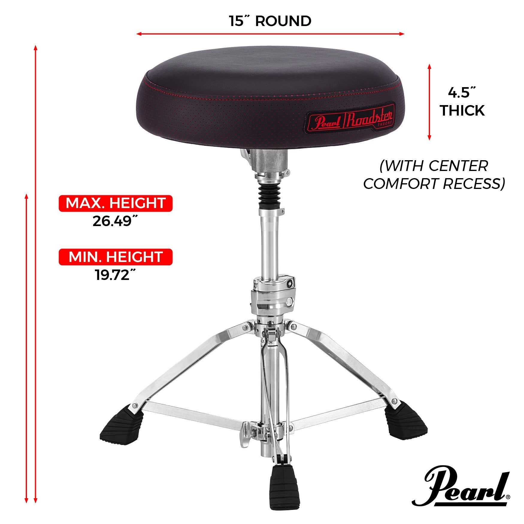 Pearl Roadster Multi-Core Round Shock Absorber Drum Throne (D1500SP) - Image 6