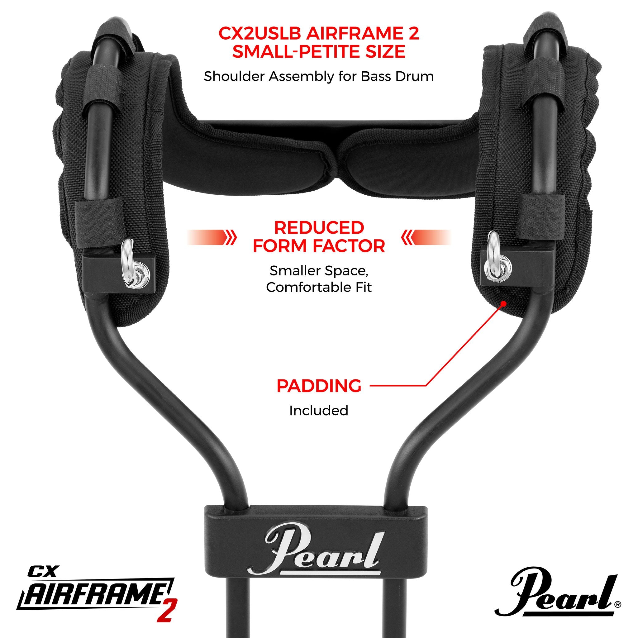 Pearl Small-Petite Size Shoulder Assembly for CX2 Bass Drum Carrier - Image 8