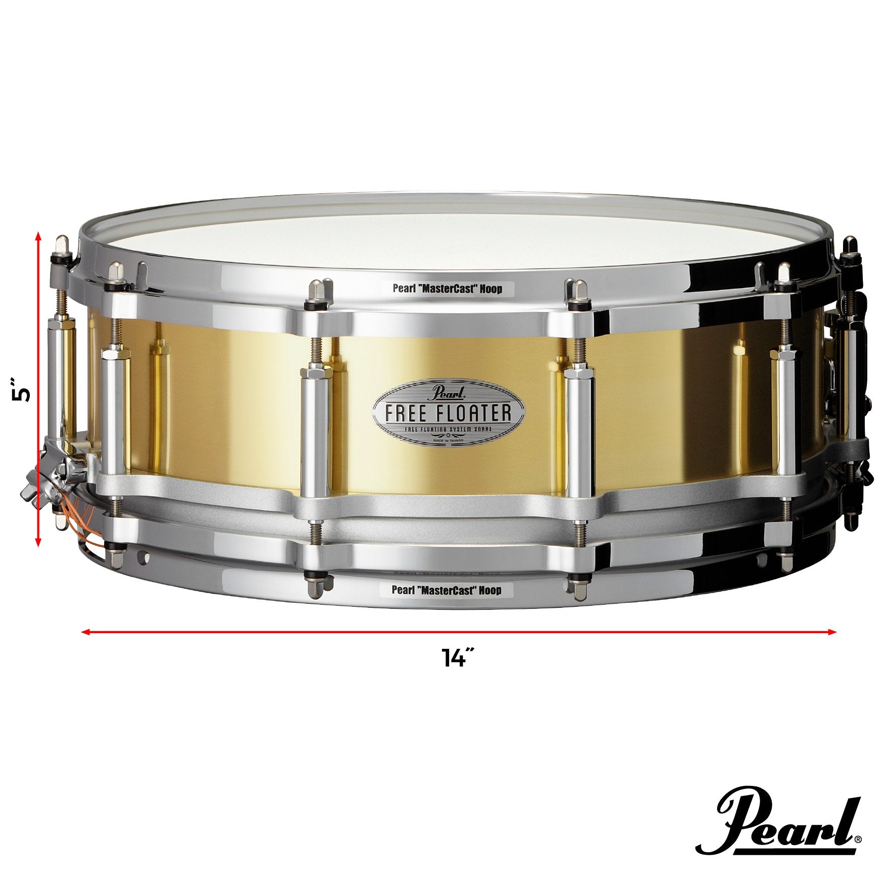 Pearl Task Specific Free Floating Brass Snare Drum - 14x5 - Image 2