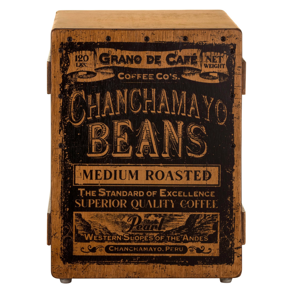 Pearl Vintage Style Crate Cajon - Coffee Graphic Finish - Image 3
