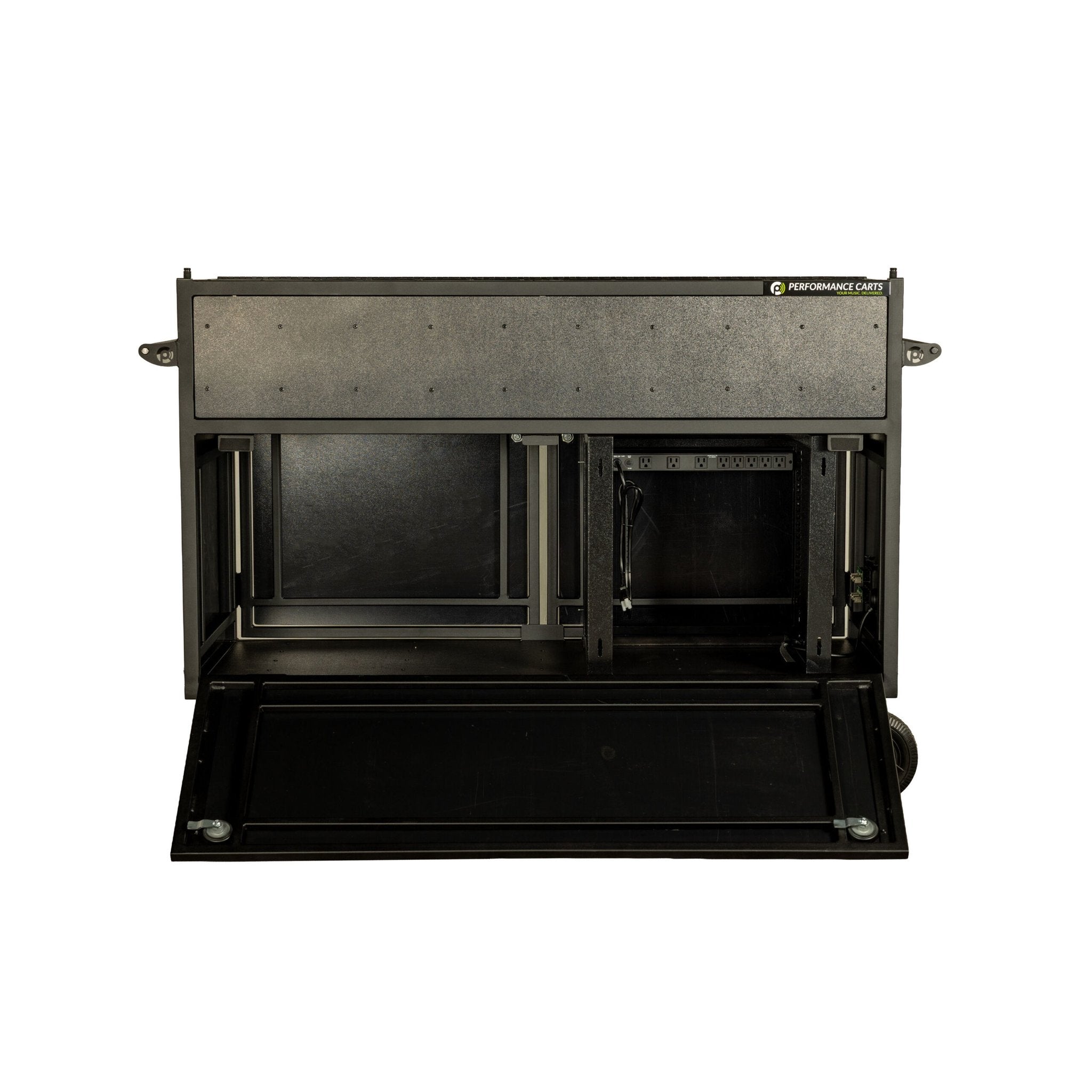 Performance Carts Hybrid Synth Mixer Cart PCC-300 Bottom Compartment Open