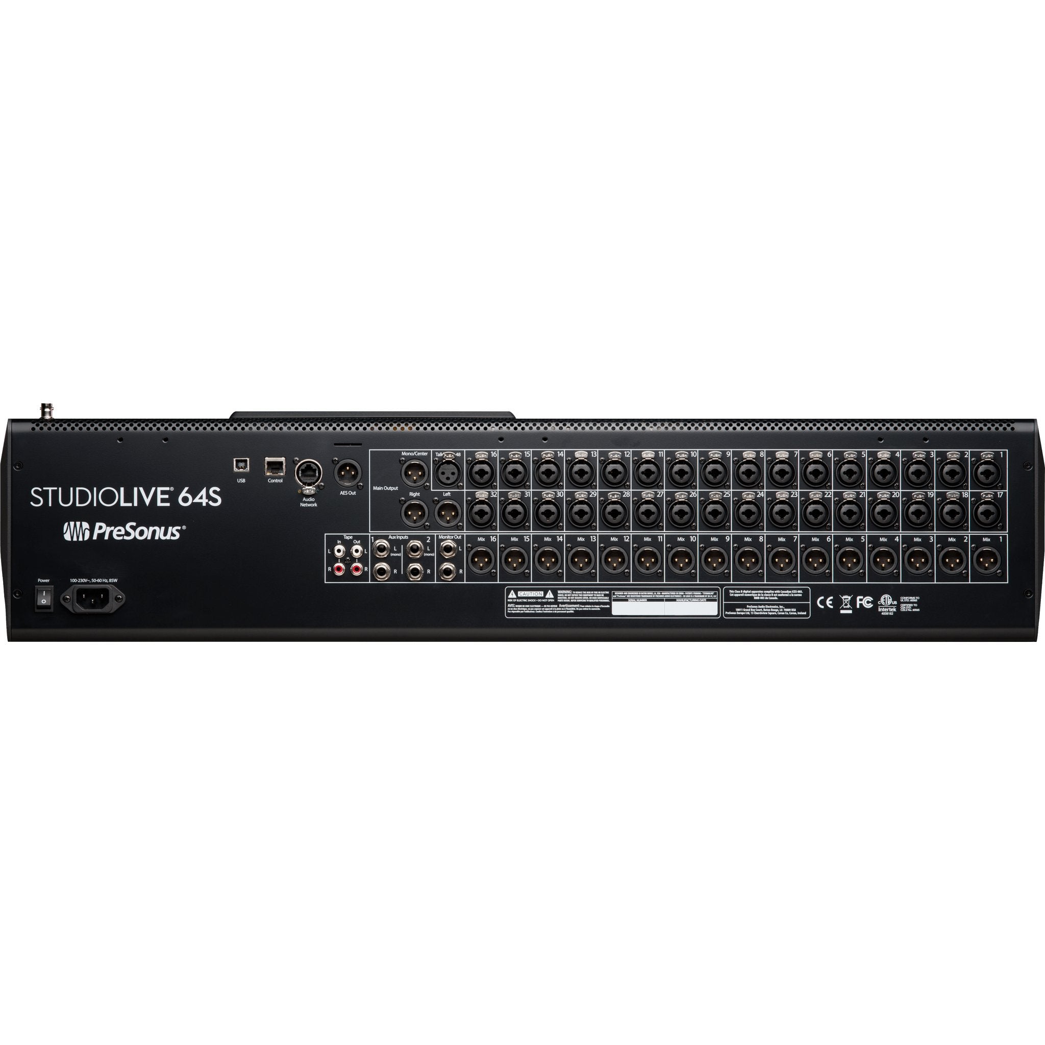 Presonus 64S StudioLive Digital Mixer Rear Panel