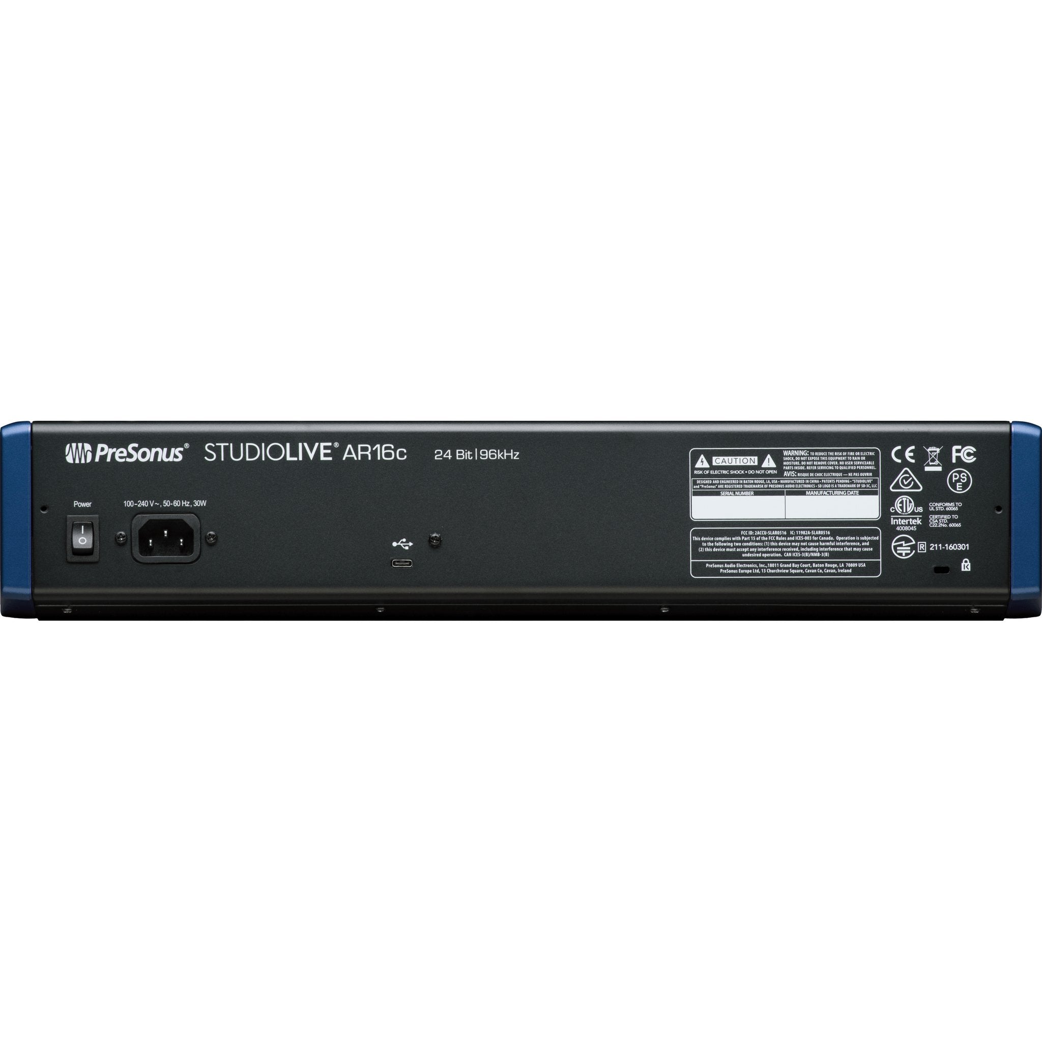 Rear view of Presonus StudioLive AR16C Analog Mixer