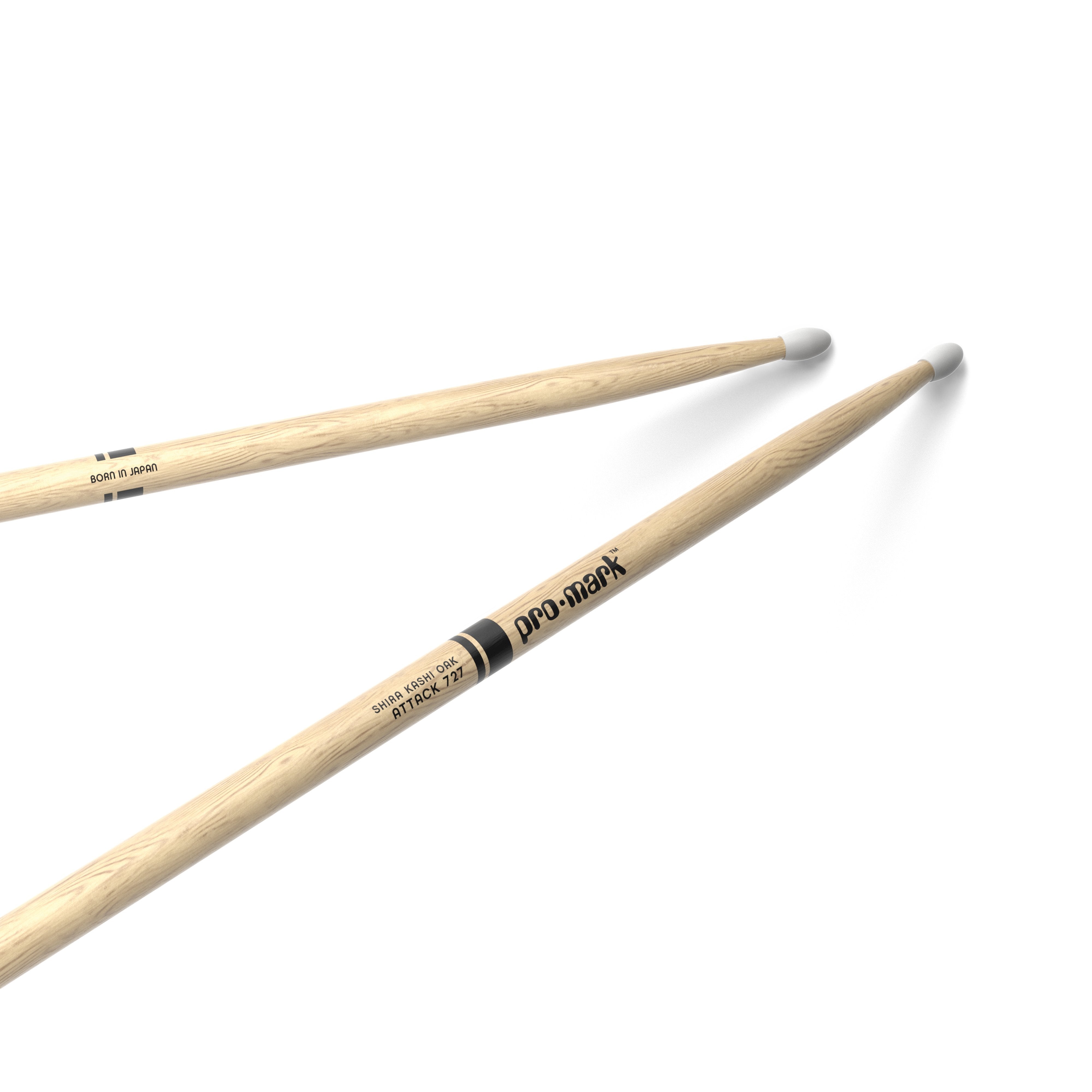 Promark PW727N Classic Attack Shira Kashi Oak Nylon Tip Drumsticks - Image 1