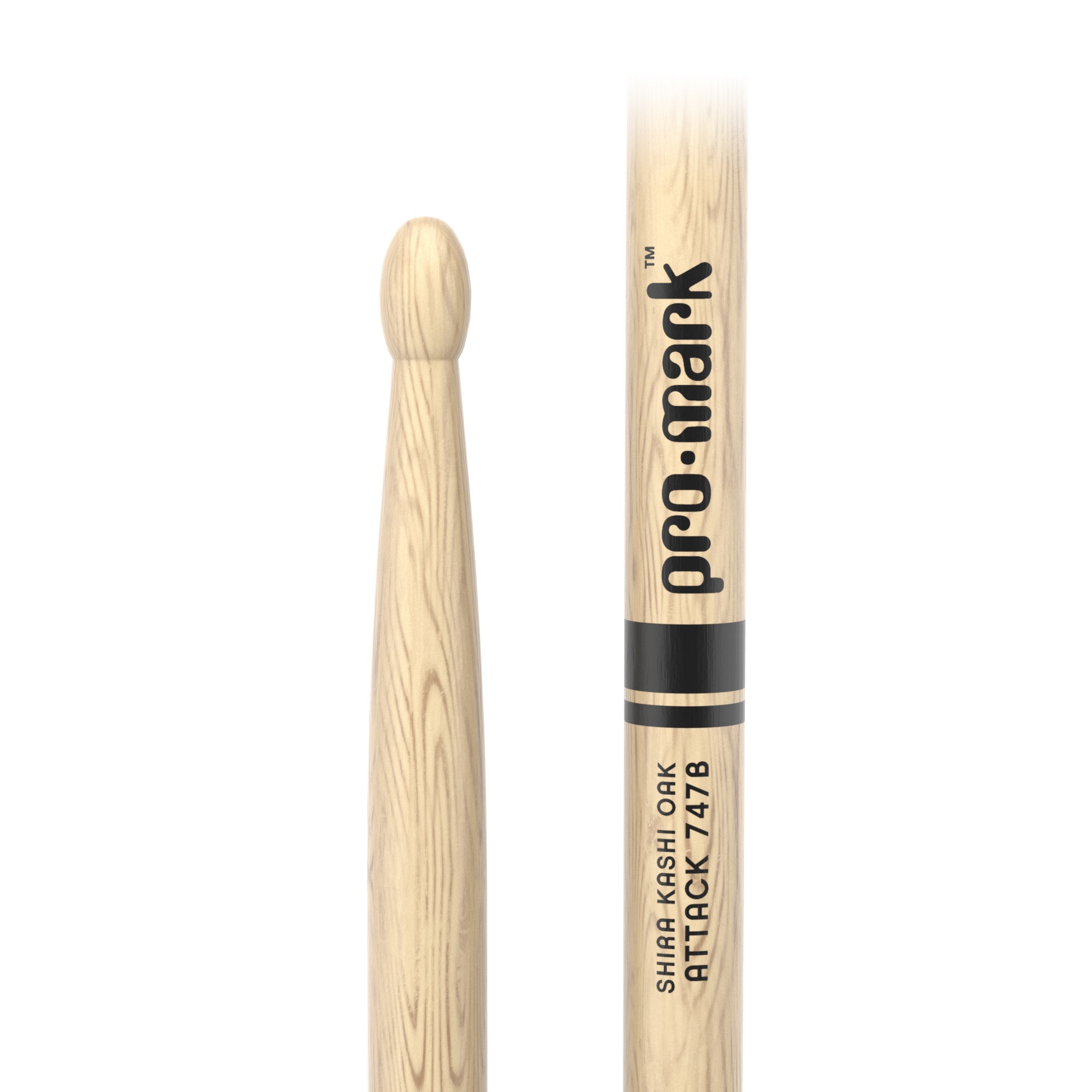 Promark PW747BW Classic Attack Shira Kashi Oak Wood Tip Drumsticks - Image 2