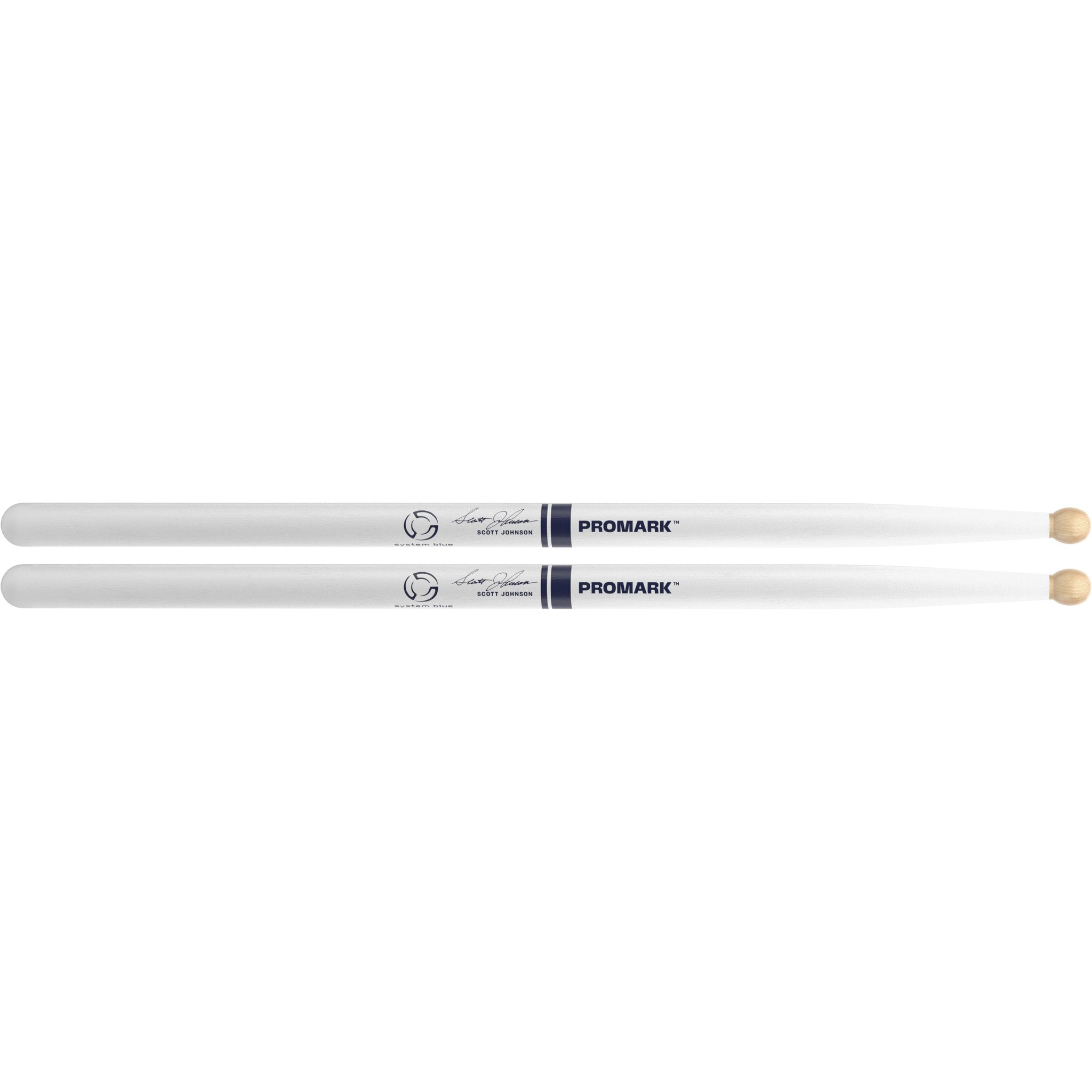 Promark System Blue Scott Johnson Marching Snare Drumsticks TXDC17W-WHITE pair
