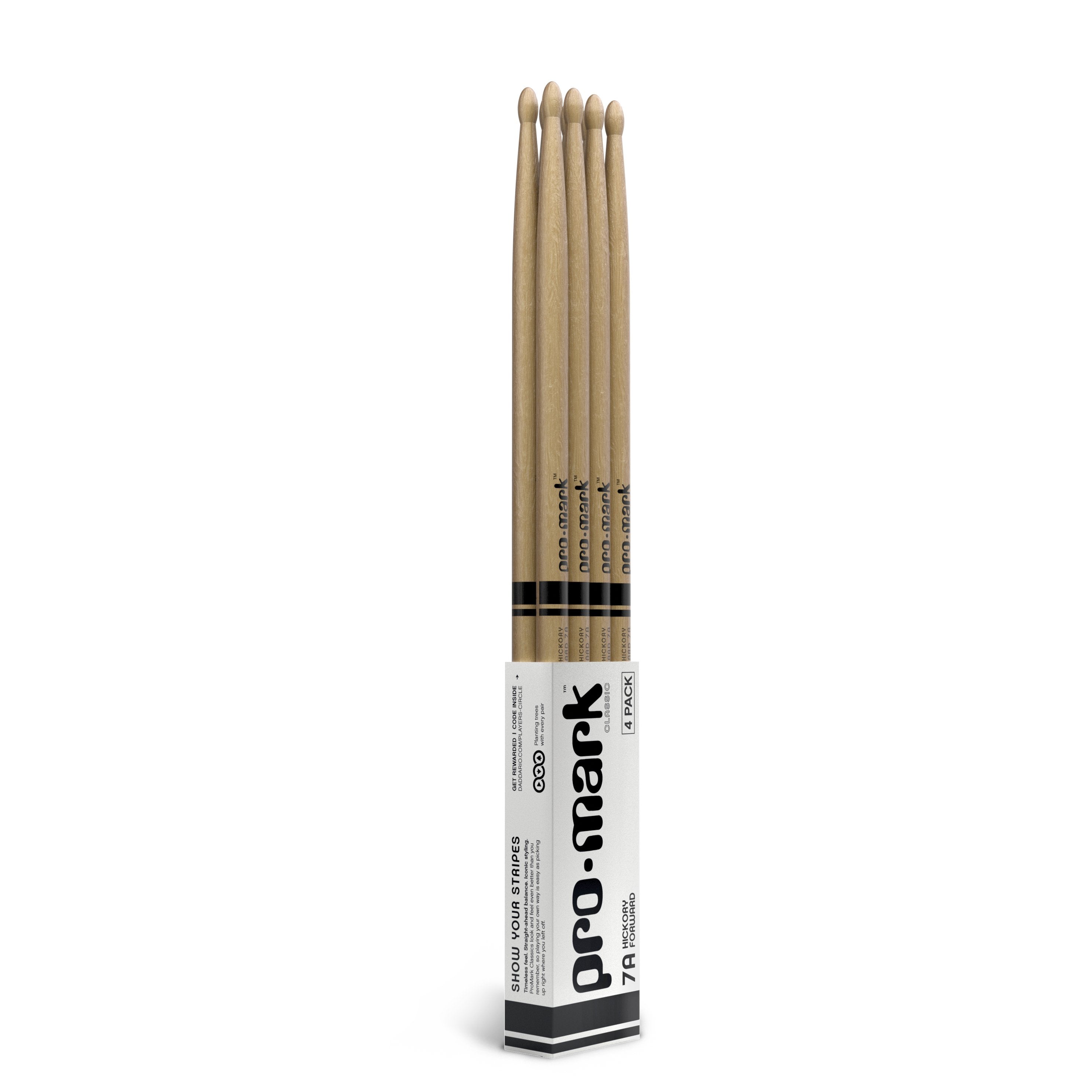 Promark TX7AW Classic Forward 7A Wood Tip Drumsticks - 4 Pack - Image 1