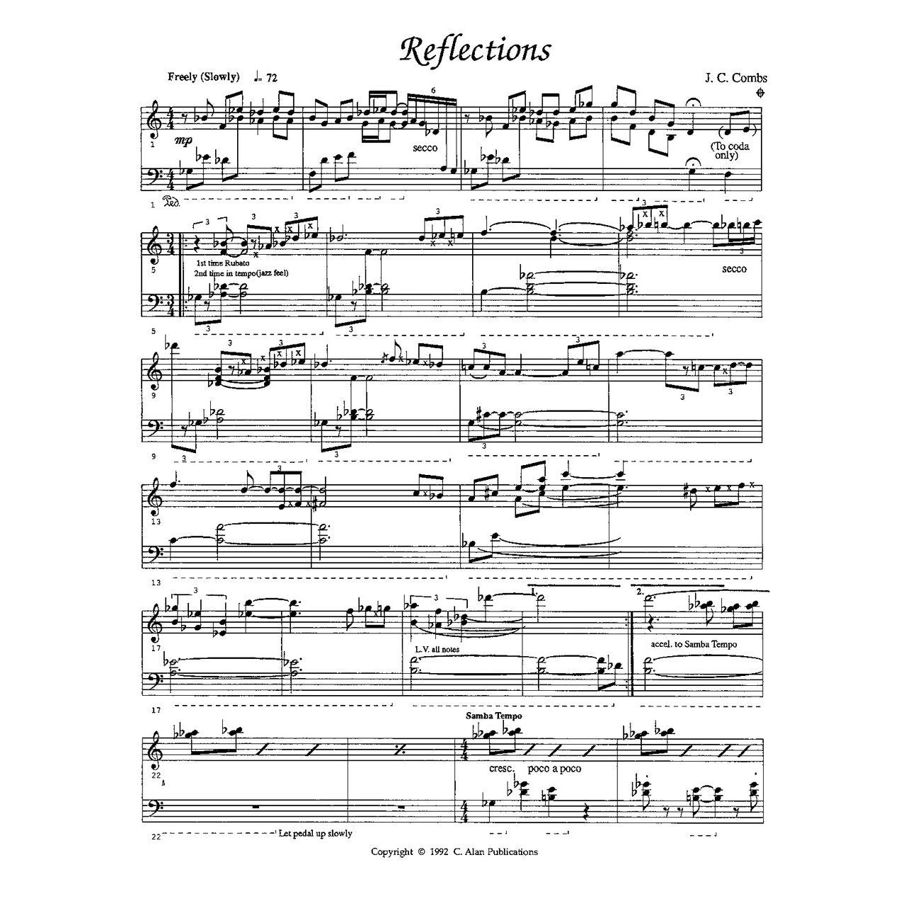 Reflections for Solo Vibraphone JC Combs sample page