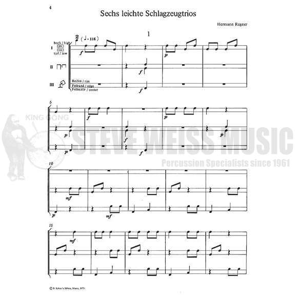 Regner-Six Easy Percussion Trios-P/M/T