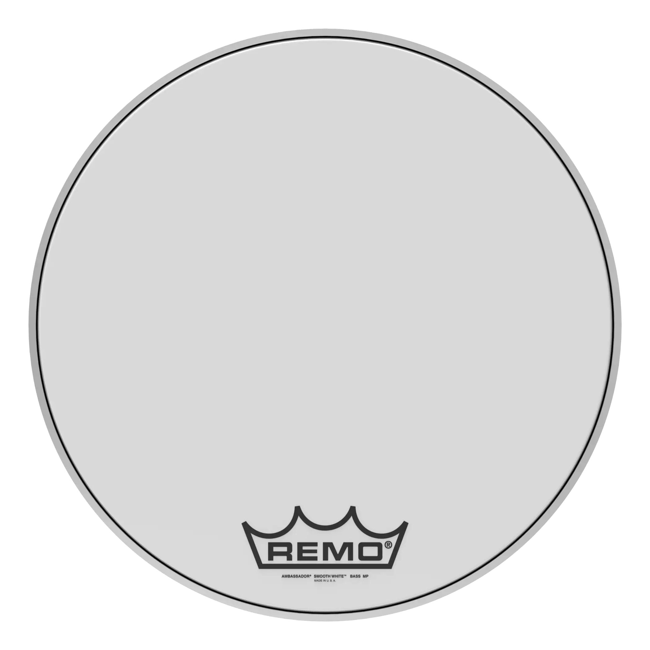 Remo Ambassador Smooth White Crimplock Marching Bass Drumhead - 20"